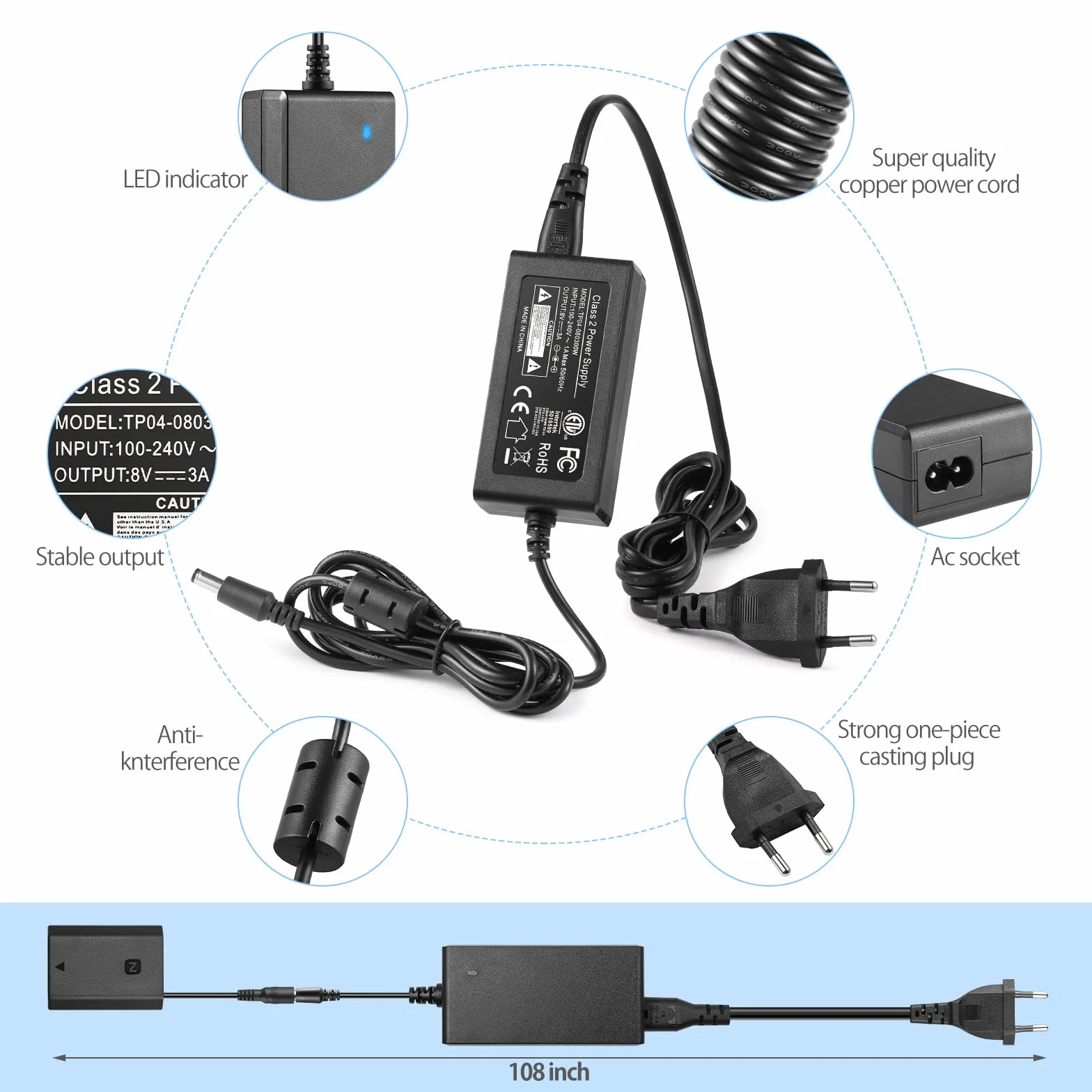 ENEGON NP-FZ100 Dummy Battery AC-FZ100 DC Coupler Adapter Kit Compatible with Sony A6600, A7C, A7III, A7RIII, A7RIV, A9, A9R, A9S, Alpha 9, Alpha 9R, Alpha 9S, Digital Camera