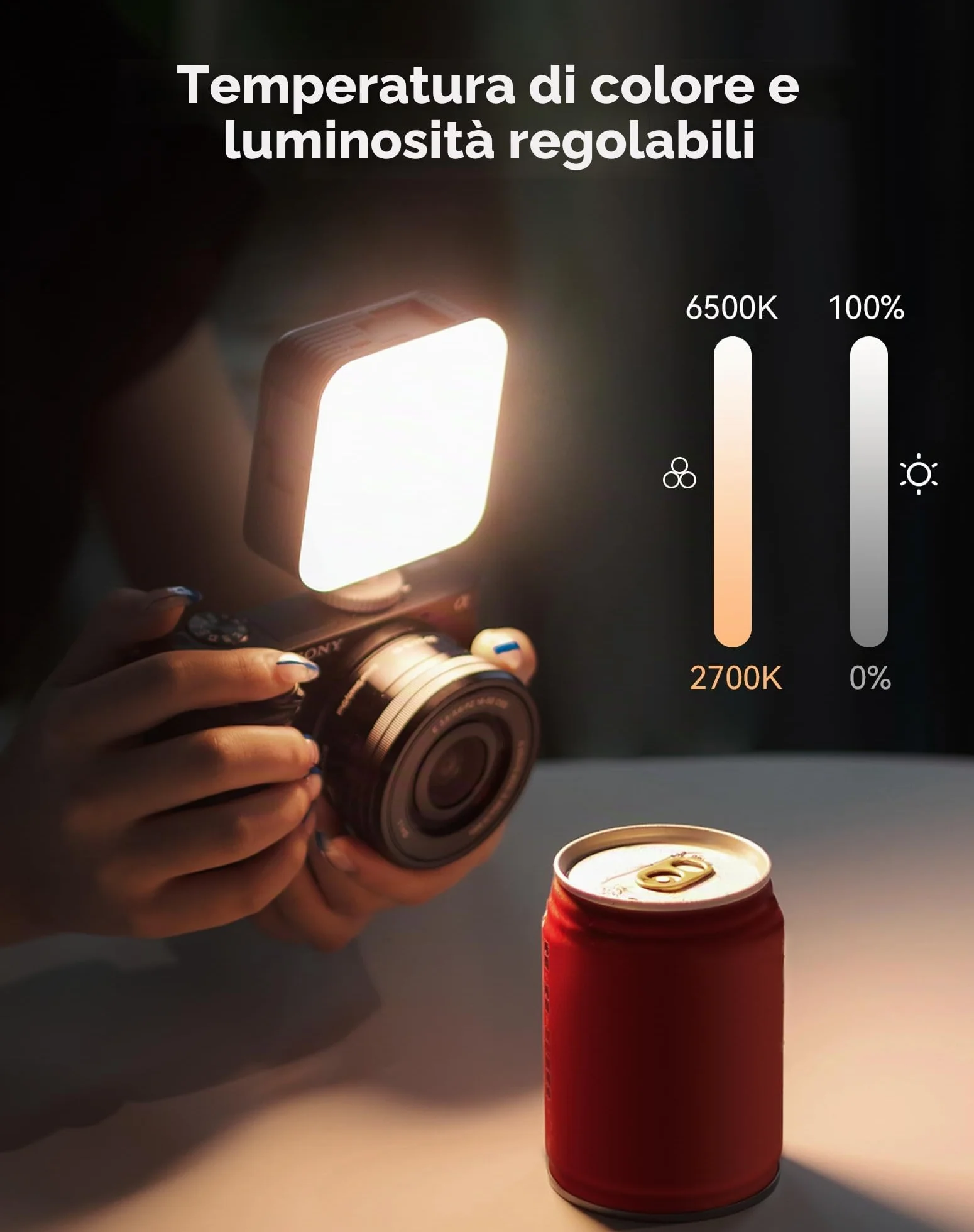 SMALLRIG Luce Video RGB, 96 LED per Fotocamera, Portatile, Illuminazione Fotografica con 3 Cold Shoe, 2200 mAh, Ricaricabile CRI 95+ 2700-6500 K, Pannello Dimmerabile - 3286B