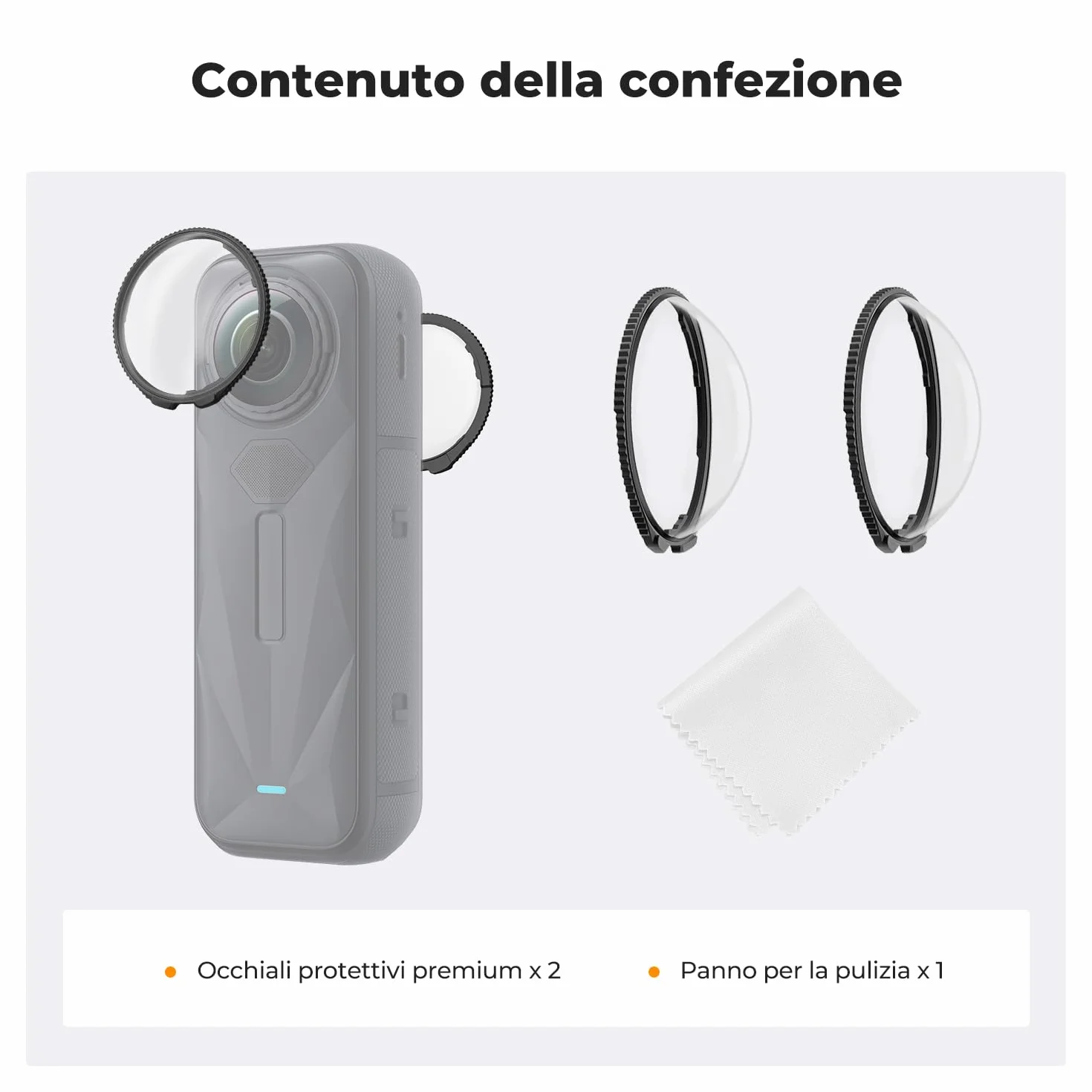 K&F Concept Premium Lens Guards compatibile con Insta360 X5, Copertura Protettiva della Lente in Vetro Ottico Temperato ad Alta Trasparenza, Kit di Sostituzione del Tappo Antigraffio Multi-Coated