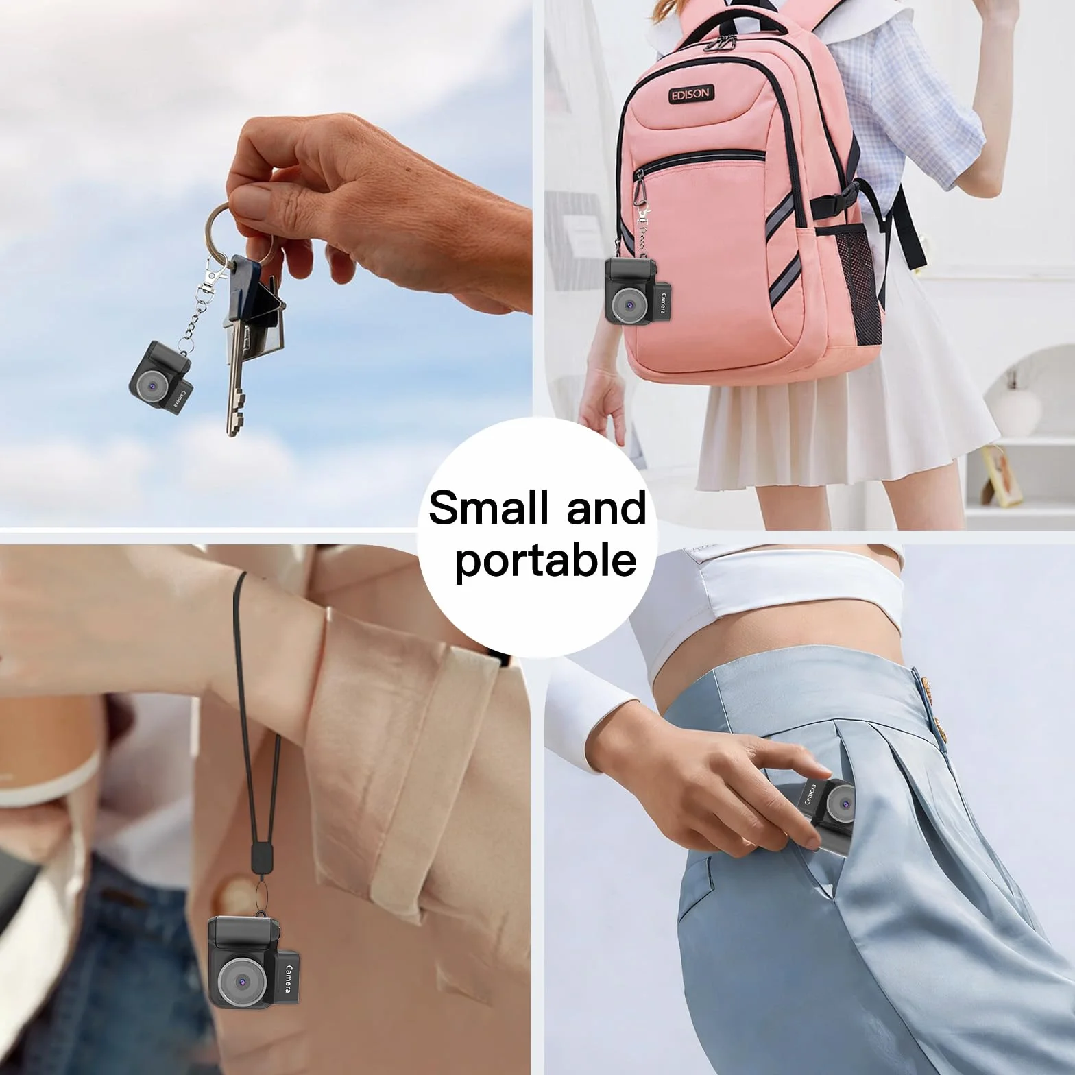 Mini Fotocamera Digitale Compatta 1080P, Mini Fotocamera Portachiavi con Schermo 1.4" e Luce LED, macchina fotografica vintage per Viaggi, Vlogging e Regalo di Laurea (Scheda SD 32GB Inclusa)
