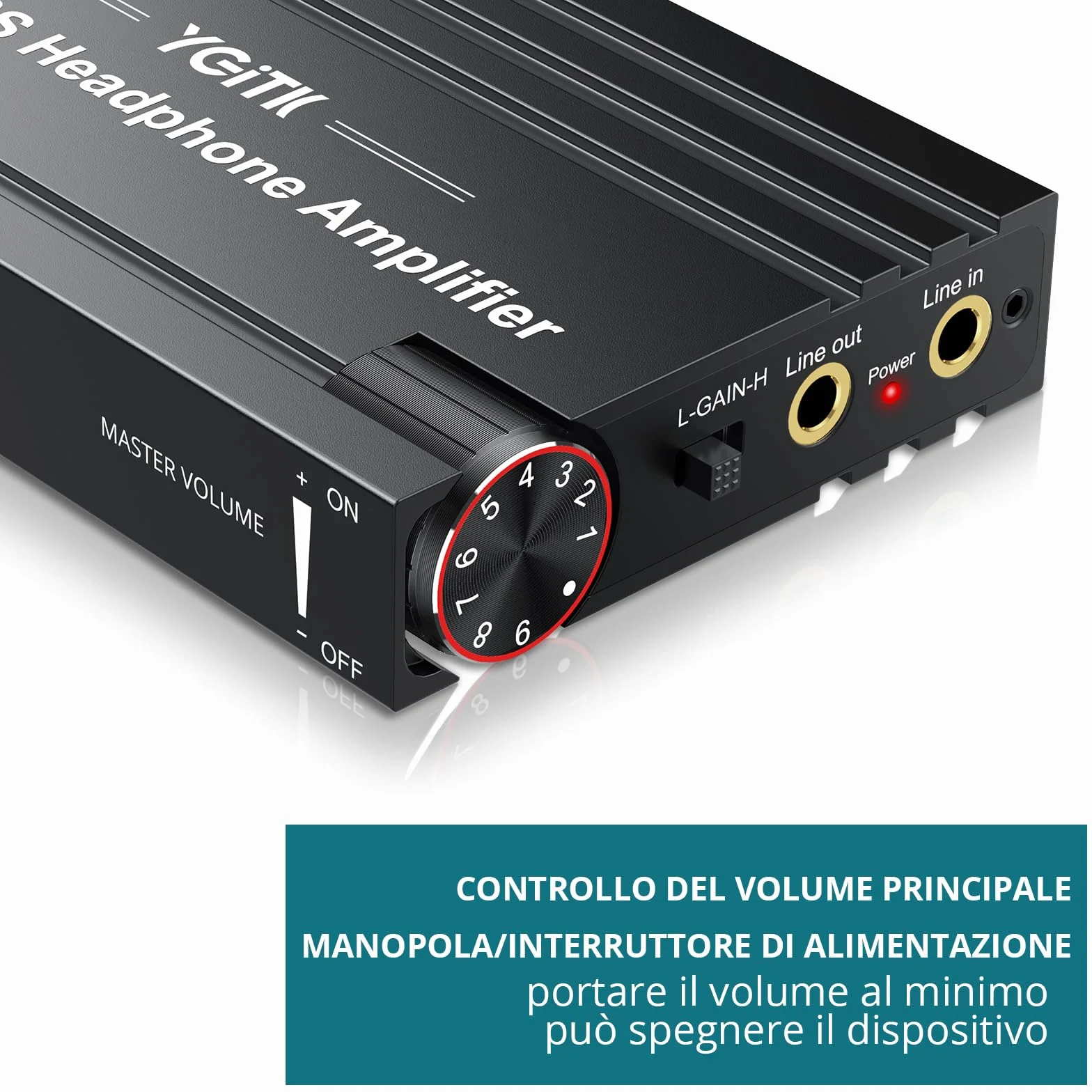 Amplificatore Cuffie Portatile Hi-Fi 16-600Ω Guadagno Regolabile Bassi Migliorati Ricaricabile Compatibile MP3 Smartphone Laptop