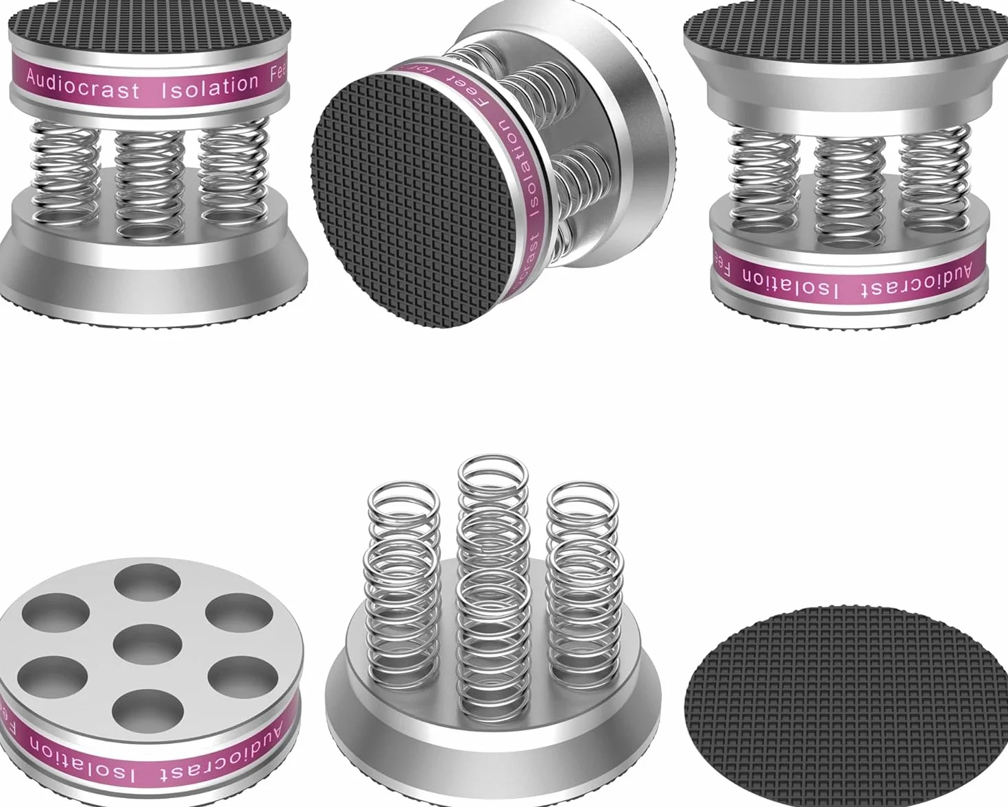 Tertullus 4 piedini per altoparlanti, ammortizzatori di vibrazioni HiFi argento