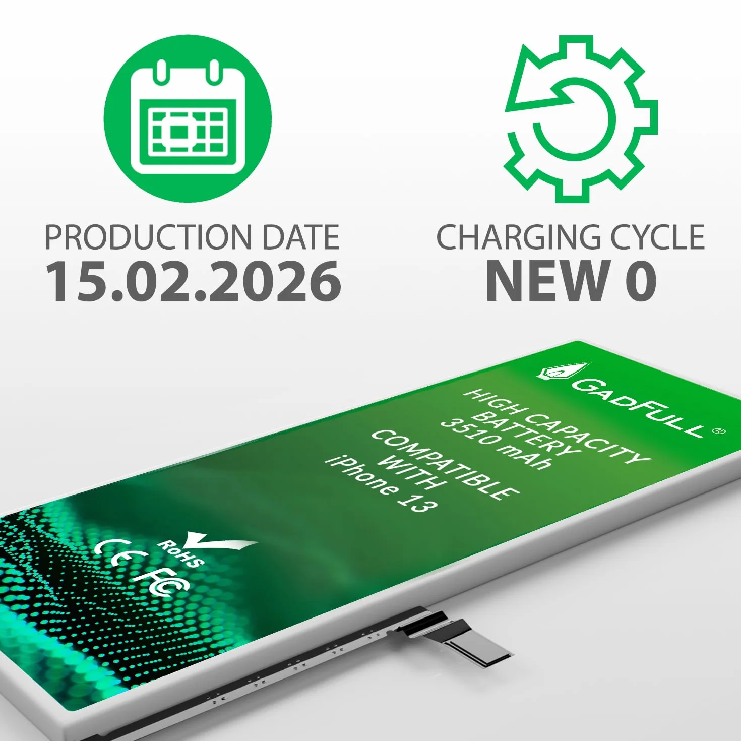 Batteria ad Alta Capacità compatibile con iPhone 13 | 2026 Data di produzione | incl. Set di riparazione manuale & Kit strumenti Profi | Nuova Batteria Cellulare Extra