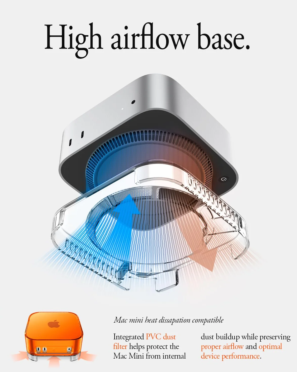 Spigen Classic C1 Cover con Supporto per filtro dell'aria integrato Compatibile con Mac mini M4 / M4 Pro Chip (2024) - Tangerine