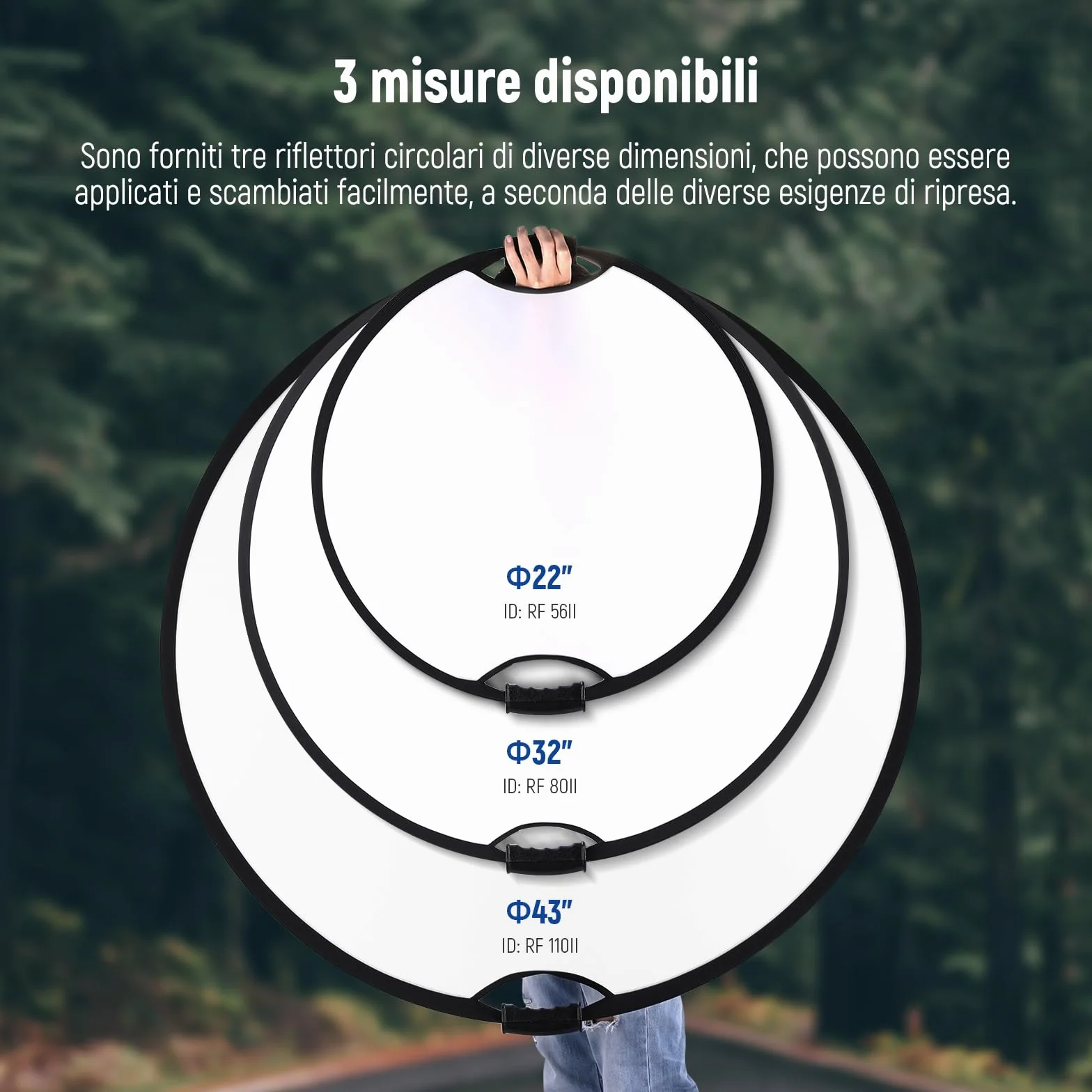 NEEWER Riflettore di 32"/80cm, Maniglia con Filetto da 3/8", Disco Ripiegabile 5 in 1 Diffusore Trasparente/Argento/Oro/Bianco/Nero per Illuminazione Fotografica, Illuminazione Esterna, RF-80II