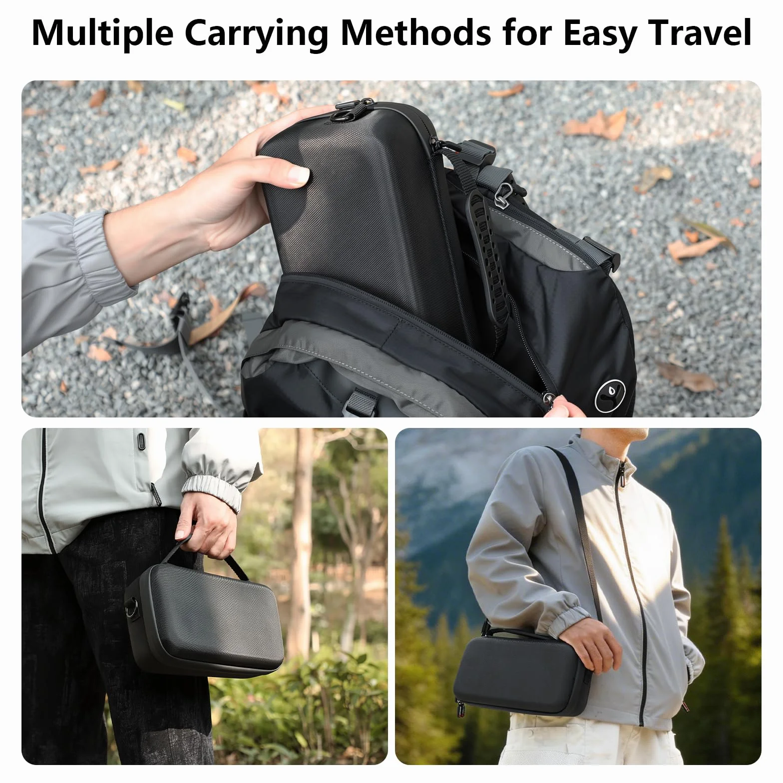 AMAZEAR Custodia da trasporto per accessori Insta360 X5 / X4 Air, Borsa impermeabile, Borsa a tracolla portatile per Insta360 X5 / X4 Air, Compatibile con asta selfie, Totalmente nero, Media