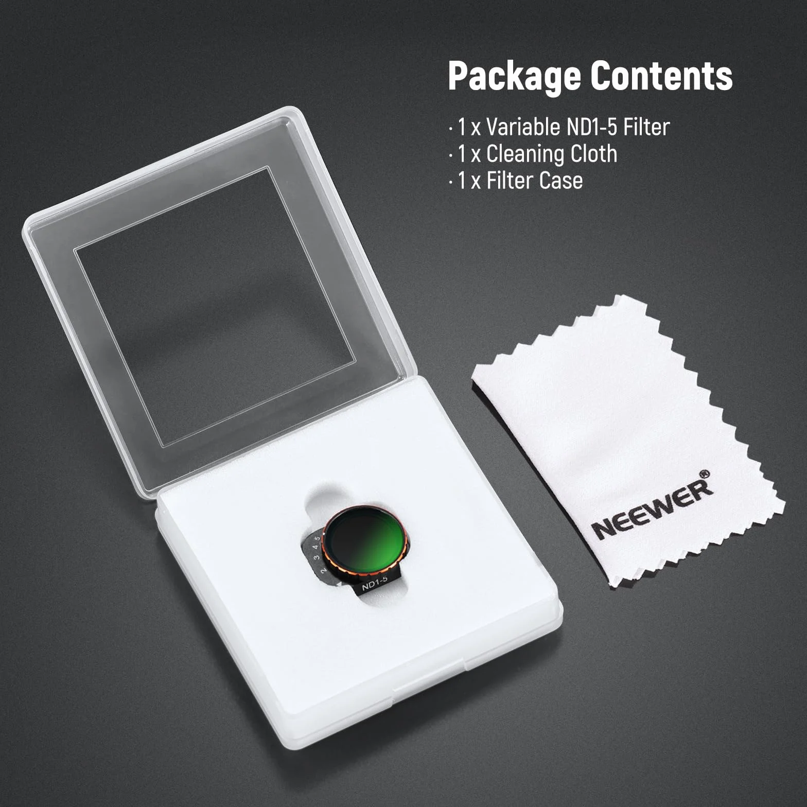 NEEWER Filtro ND Variabile Compatibile con DJI Mini 3 Pro, ND2-32 1-5 Stop a Scatto in Vetro Ottico HD Multistrato, Telaio Sottile in Metallo, Accessori per Obiettivi Drone per Foto/Videografia Aerea