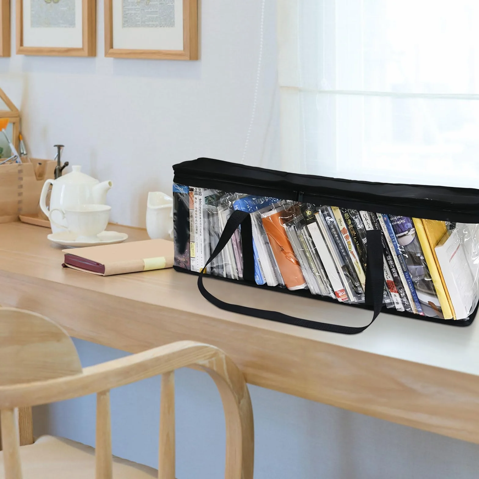 Borse Portatile per DVD, borsa di Archiviazione Trasparente per CD, Custodia Impermeabile con Manici di Grande Capacità (4)