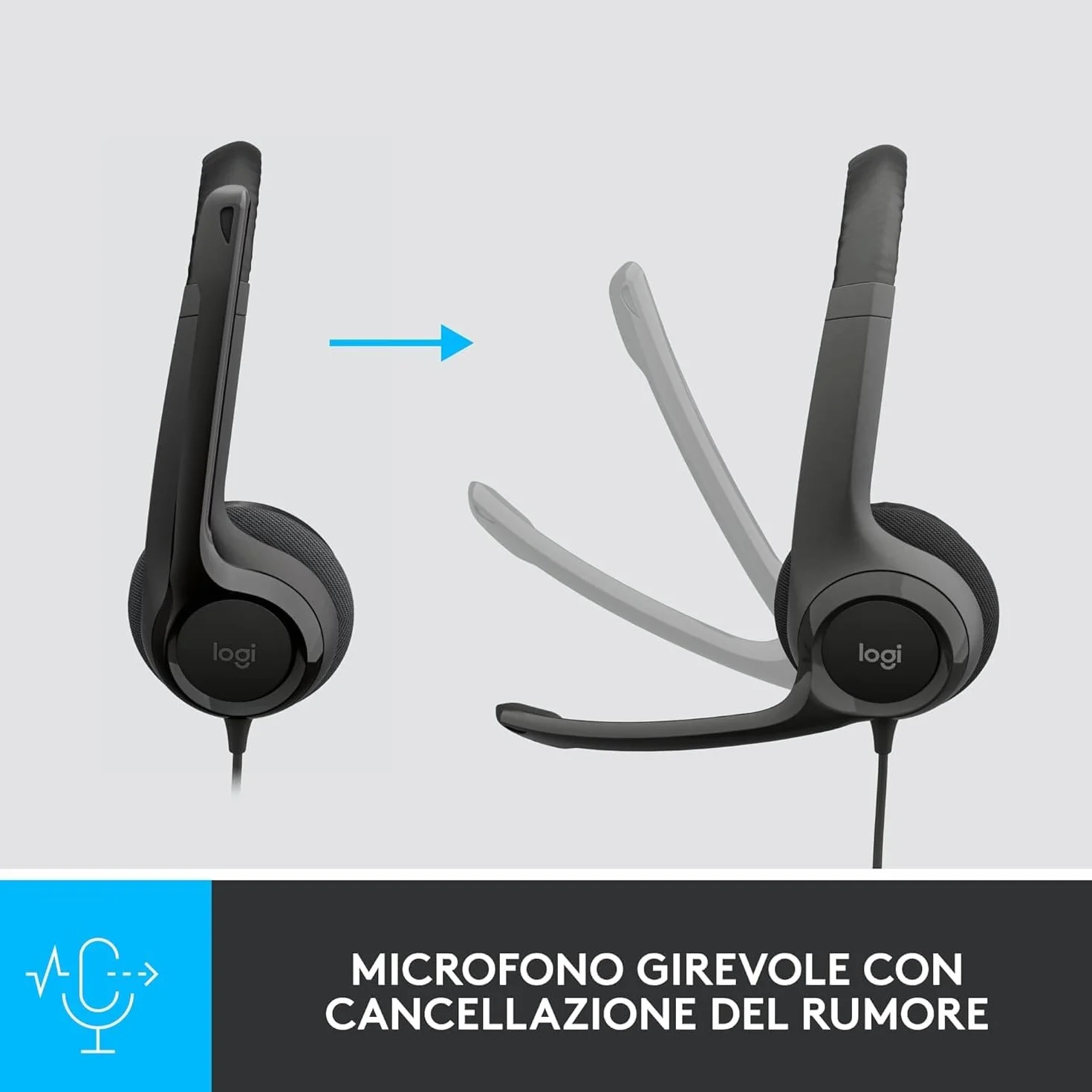 Logitech H390 Cuffie Cablate Stereo con Microfono Cancellazione Rumore USB Nero