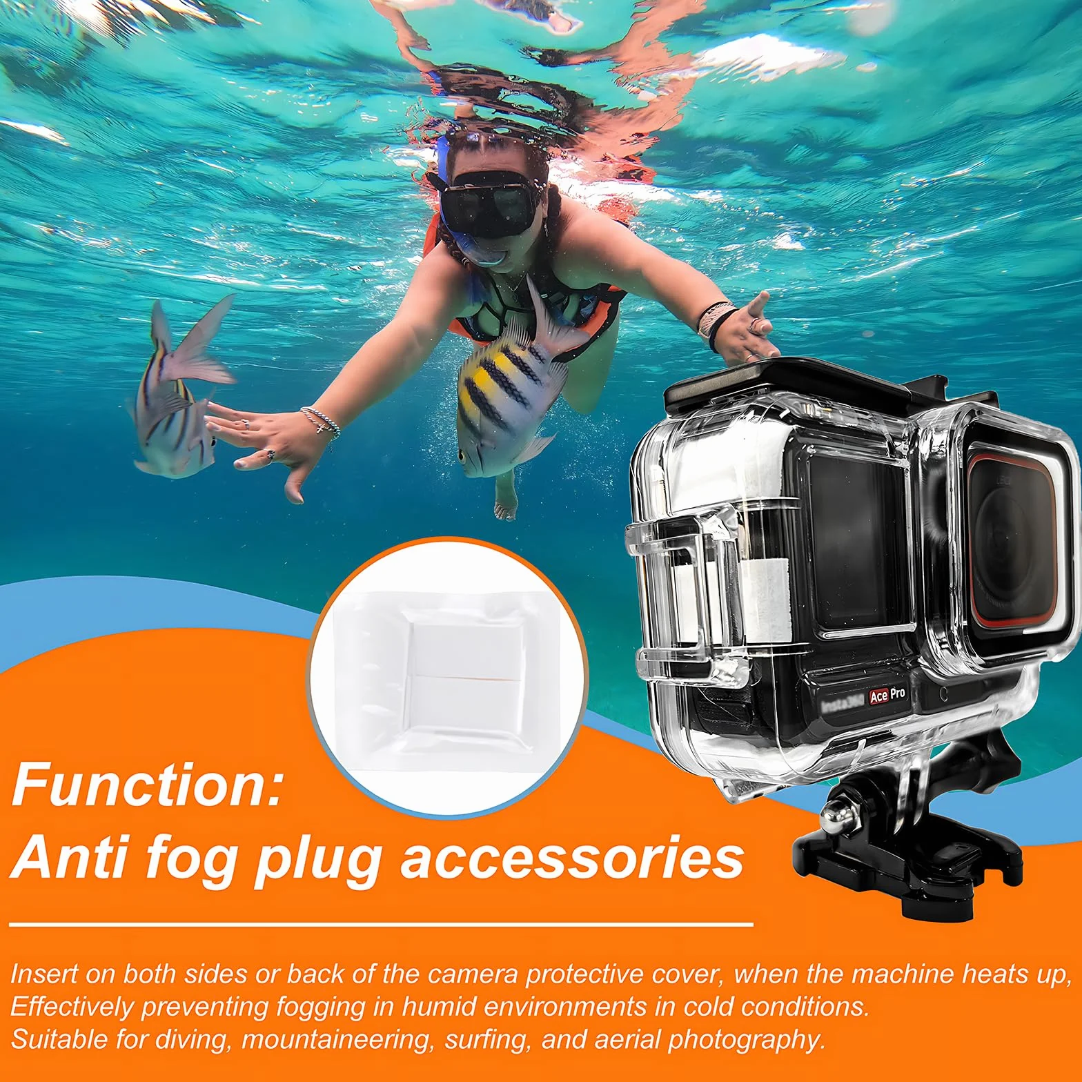 Custodia protettiva impermeabile per Insta360 Ace Pro, impermeabile fino a 60 m, con accessori per staffa