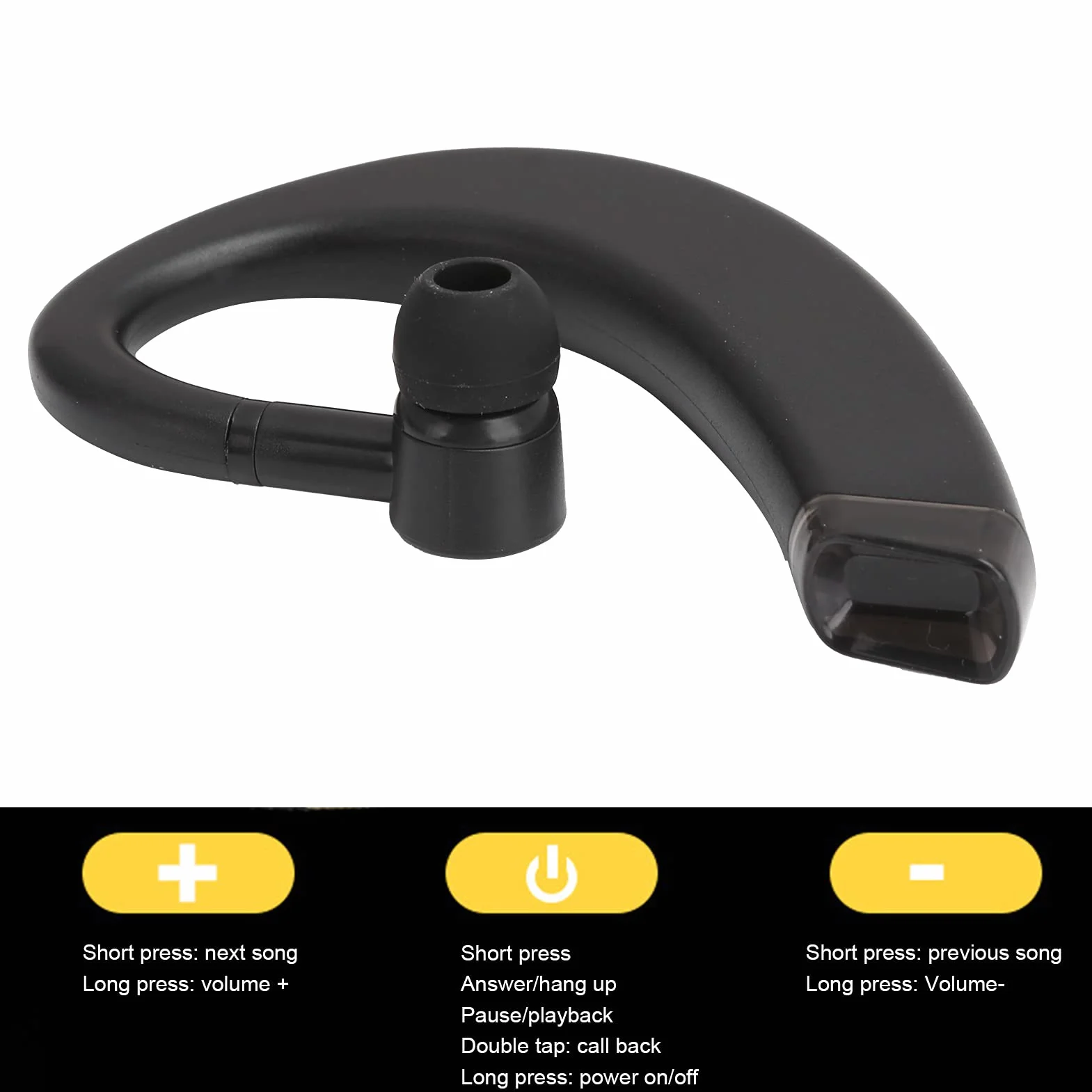 Auricolare Singolo con Gancio, Cuffia Bluetooth Mono Professionale per Guida, Qualità HIFI e Chiamate Nitide