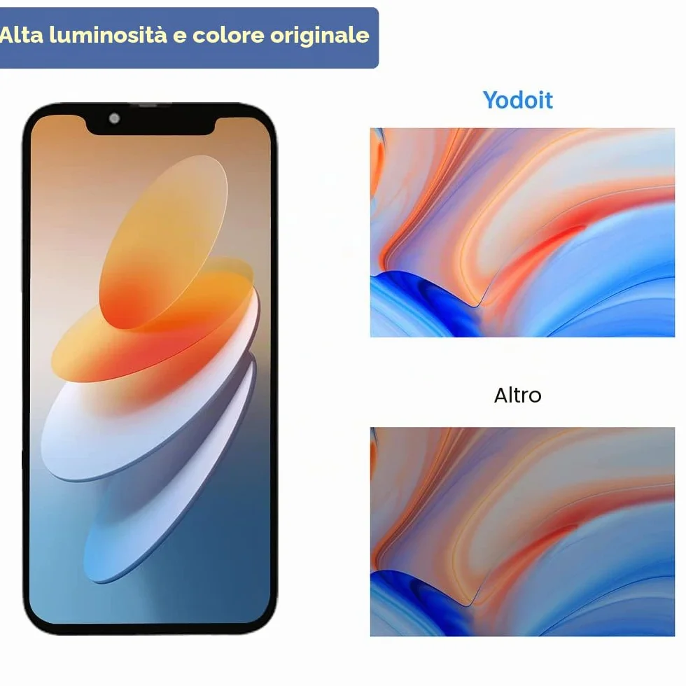 Yodoit Display per iPhone 13, Kit di Ricambio Schermo LCD da 6,1 Pollici, digitalizzatore Touch FHD con Kit di Riparazione, Pellicola Protettiva, Compatibile con Modelli A2482, A2631, A2634, A2635