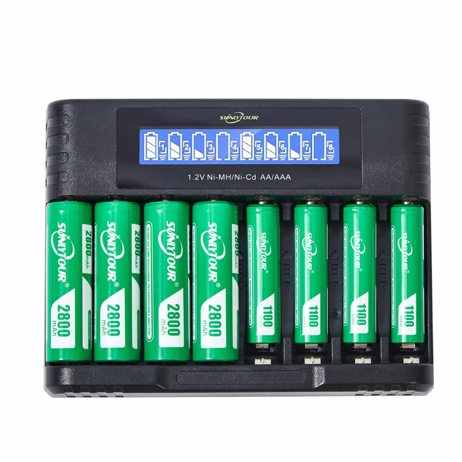 SUNLYTOUR 2800mAh Ni-MH AA Batteria 1100mAh AAA Batteria Caricabatterie 4 Piles