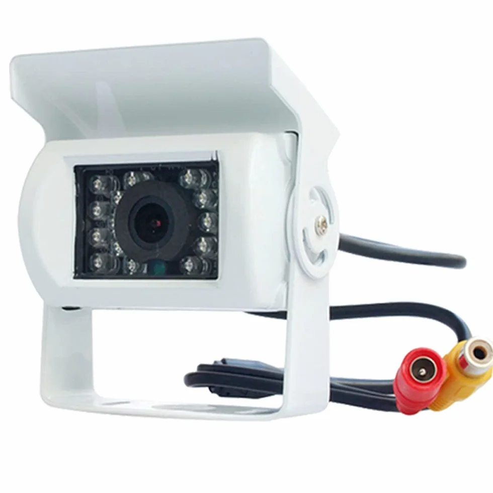 PolarLander 12V 24V Truck Backup Camera Heavy Duty 18 LED IR Visione Notturna Veicolo Impermeabile Telecamera Posteriore per rimorchio/Pickup/RV Bianco