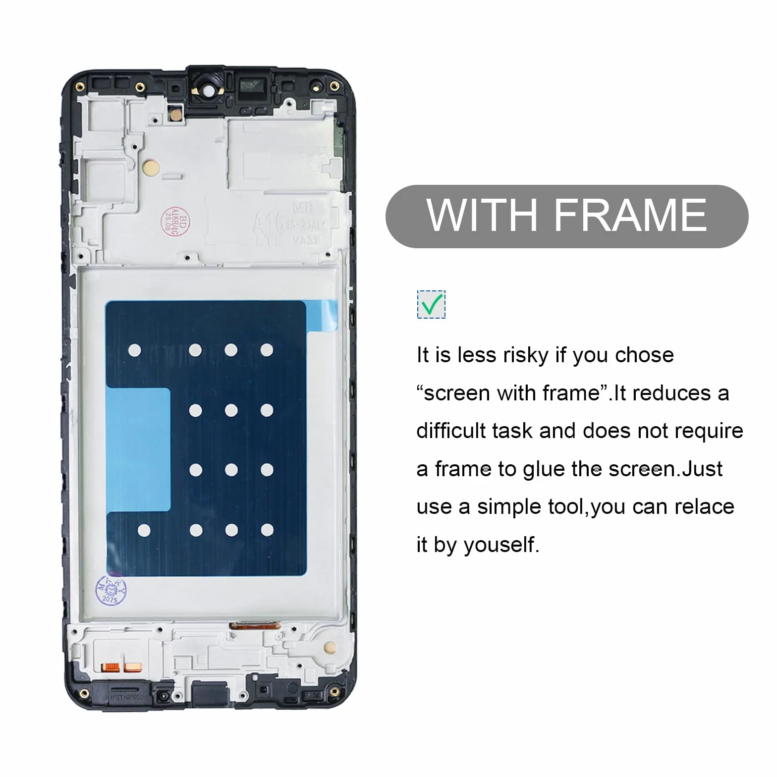 Dinow Schermo per Samsung Galaxy A16 4G SM-A165F, SM-A165M, Schermo di Ricambio per Samsung Galaxy A16 LCD Touch A165 Digitalizzatore con cornice (con strumento di riparazione)