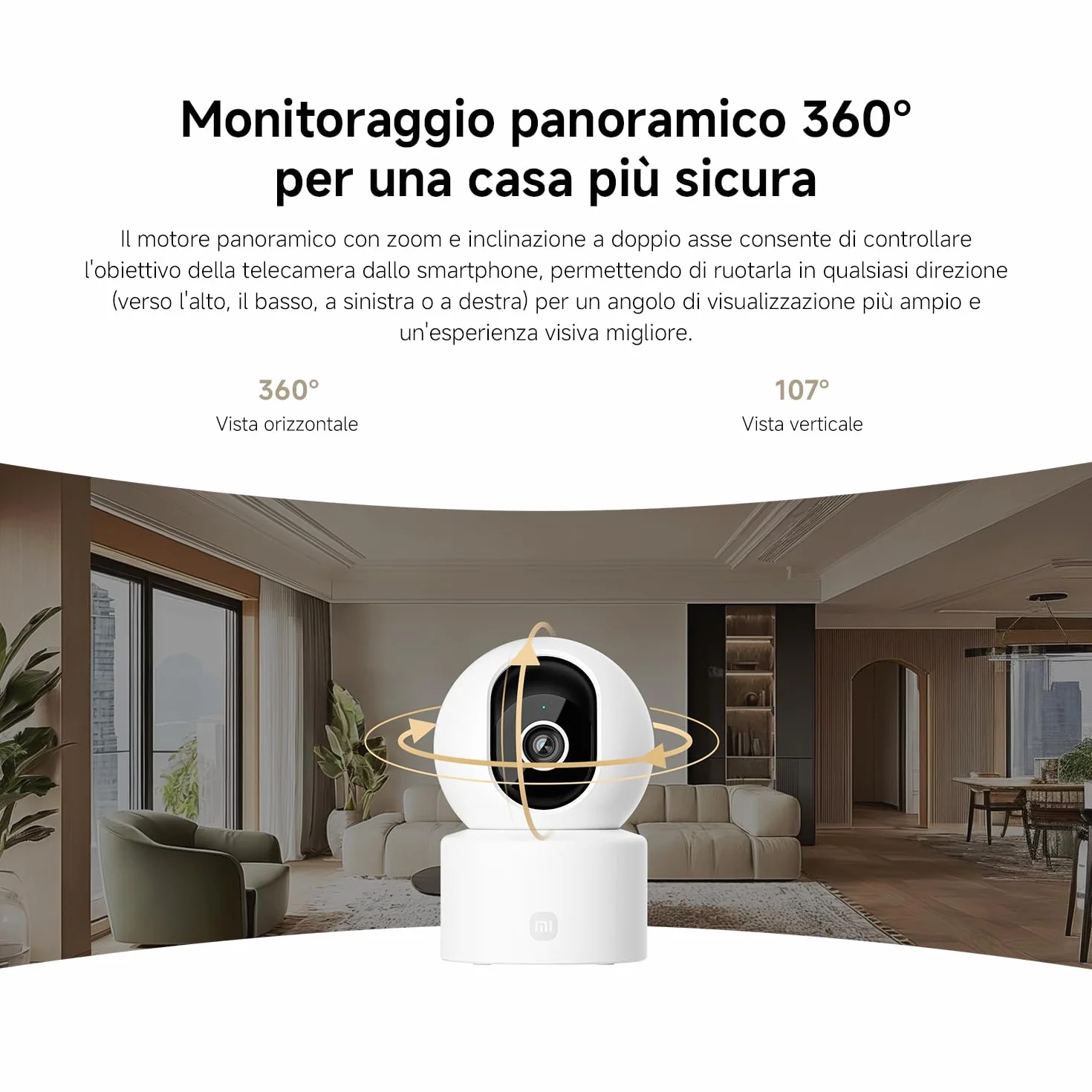 XIAOMI C302 Indoor WiFi Camera 2K (3MP) with Privacy Shield, 360° Vision Camera, AI Detection of Baby/Pets, Two-Way Audio, Ultra-Colors in Very Low Light, Alexa