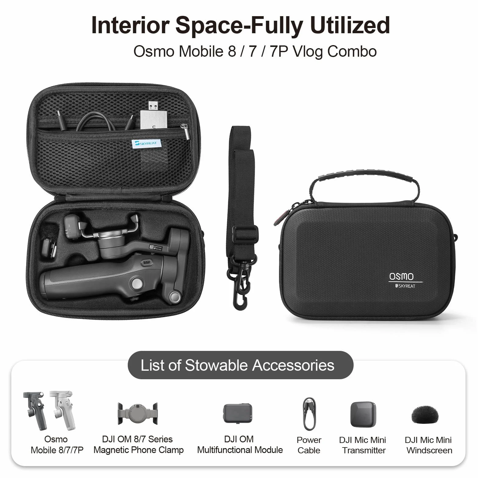 SKYREAT Osmo Mobile 8/7/7P, custodia portatile in pelle PU, borsa da viaggio per DJI OSMO Mobile 8/7/7P Vlog Combo Gimbal Stabilizzatore Accessori