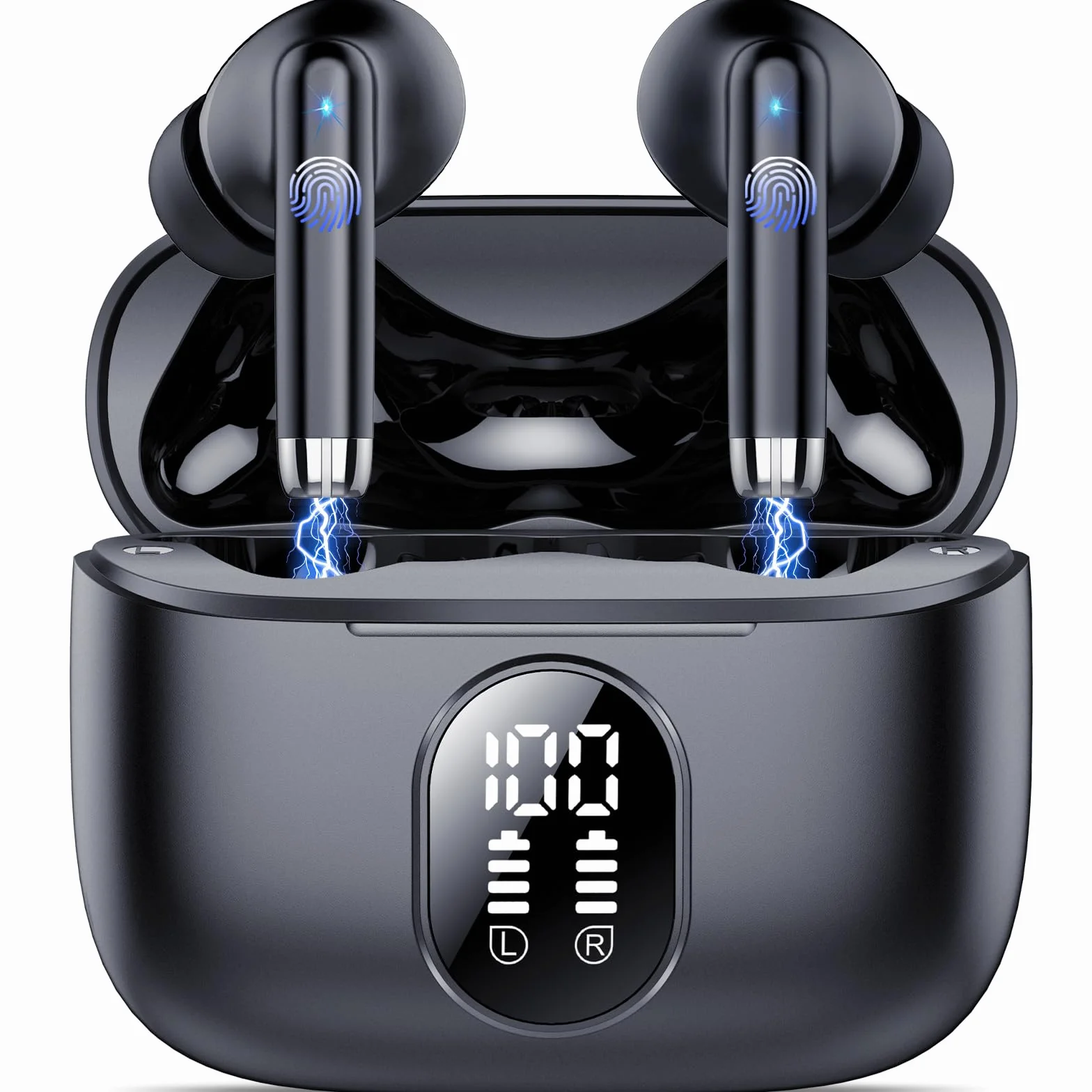 Auricolari Bluetooth 5.4 Hi-Fi Stereo, 40 Ore Mini Cuffie Wireless Cancellazione Rumore con 4 ENC Mics, per Android iOS, Nero
