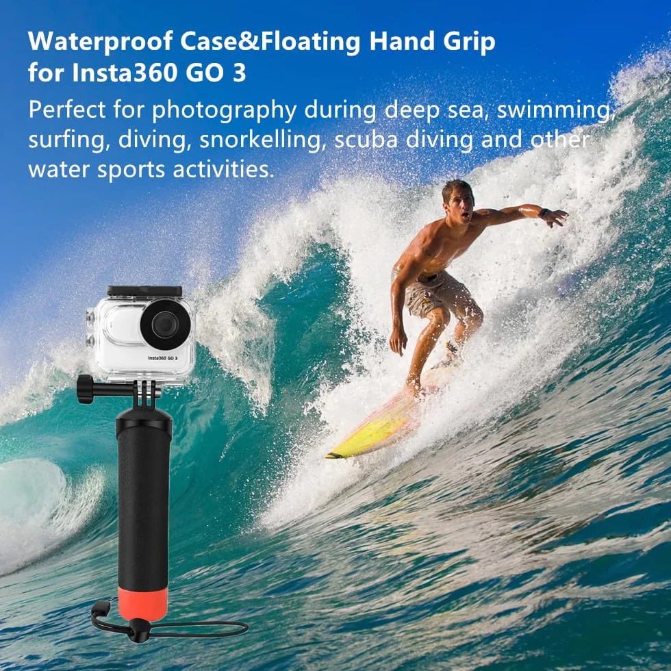 Custodia impermeabile e impugnatura galleggiante compatibile con Insta360 GO 3, custodia protettiva subacquea con accessori per staffa per Insta360 GO 3