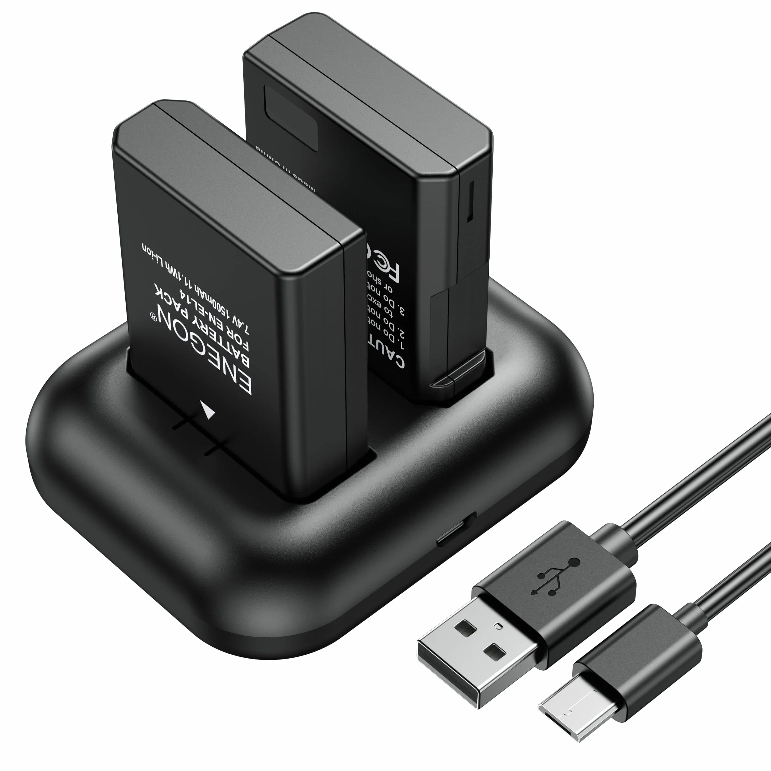 ENEGON EN-EL14 Coppia di batterie oltre caricatore rapido a 2 slot per Nikon EN-EL14/EN-EL14a e DSLR D3100, D3200, D3300, D3400, D3500, D5100, D5200, D5300, D5500, D5600, DF