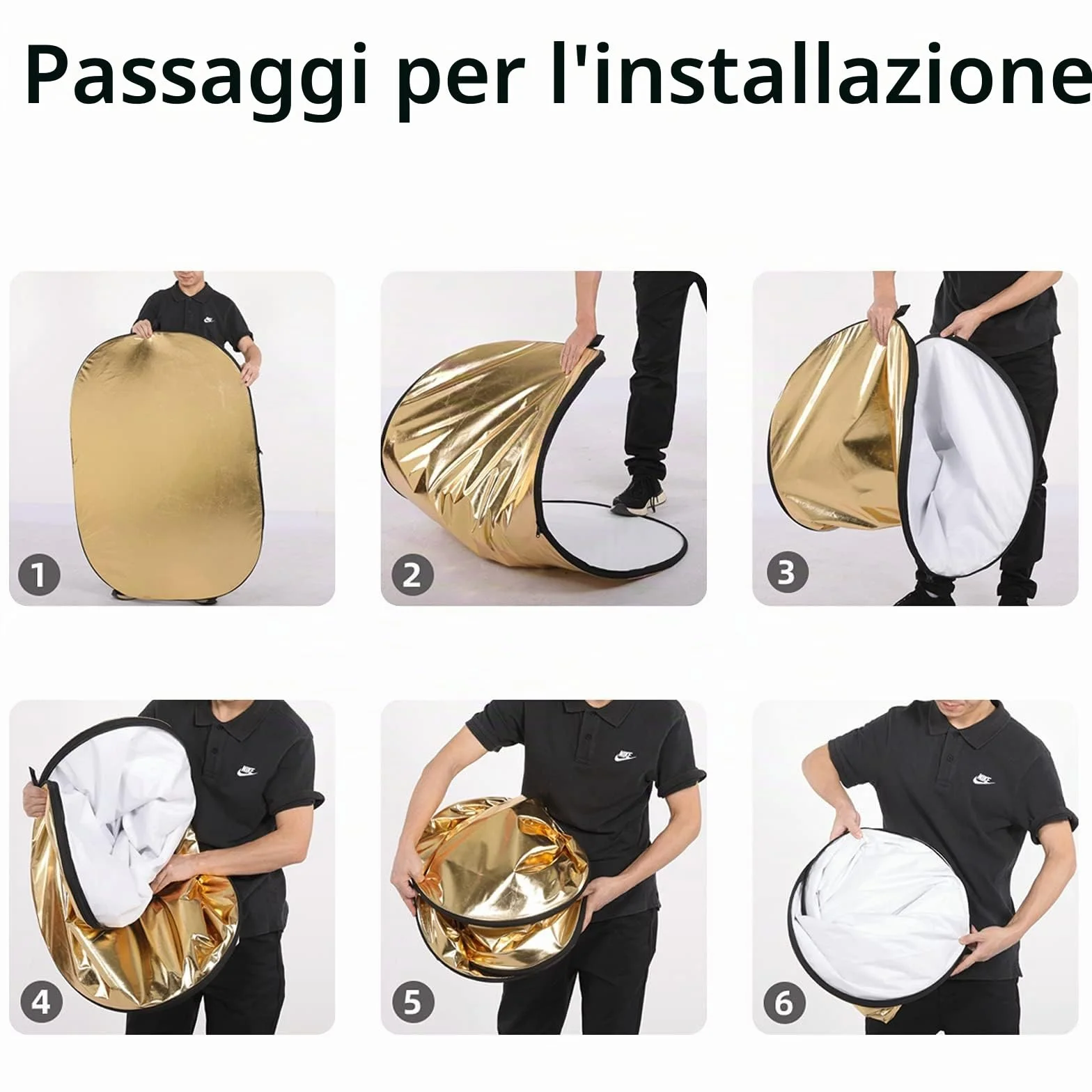 GODOX Riflettori pieghevoli per fotografia con custodia per il trasporto set per fotografia riflettore, diffusore di luce per studio (5in1 90 * 120cm)