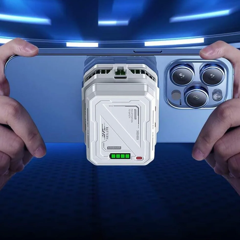 Raffreddamento magnetico per telefono cellulare, ventola di raffreddamento con batteria ricaricabile, display di potenza di raffreddamento veloce (3000 mAh)
