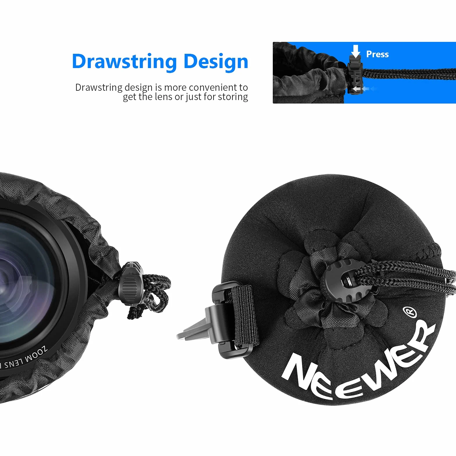 Neewer Lens Case 4-Pack, Lens Pouch Bag with Thick Protective Neoprene for DSLR Camera Lens (Fit for Canon, Nikon, Sony, Olympus, Panasonic) Includes: Small, Medium, Large, XL Size