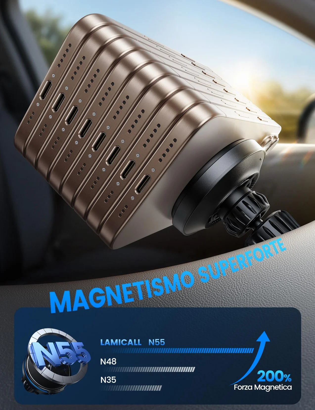 Lamicall 15W Caricatore Wireless Auto per MagSafe - [Ultra Magnete] Porta Cellulare Auto per Magsafe con Gancio Metallo, per Griglia di Aerazione, Ricarica Rapida Wireless per iPhone 17 16 15 14 13 12
