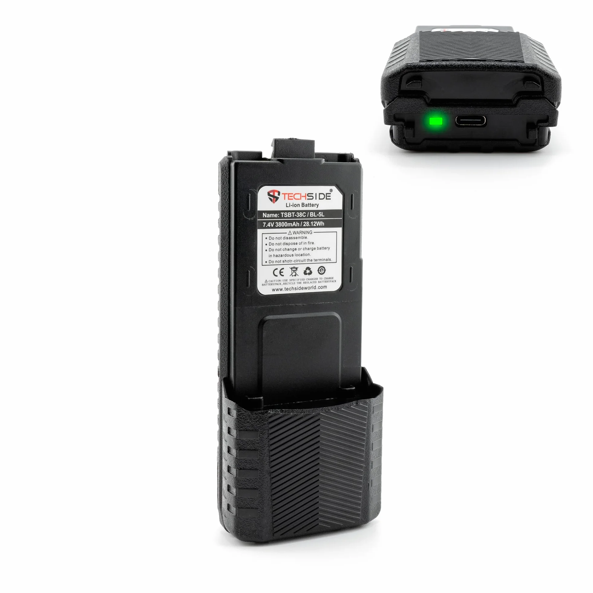 TechSide TSBT-38C Batteria maggiorata 3800mAh ricaricabile USB C compatibile con TI-F8+ TS-T9+ UV-5R