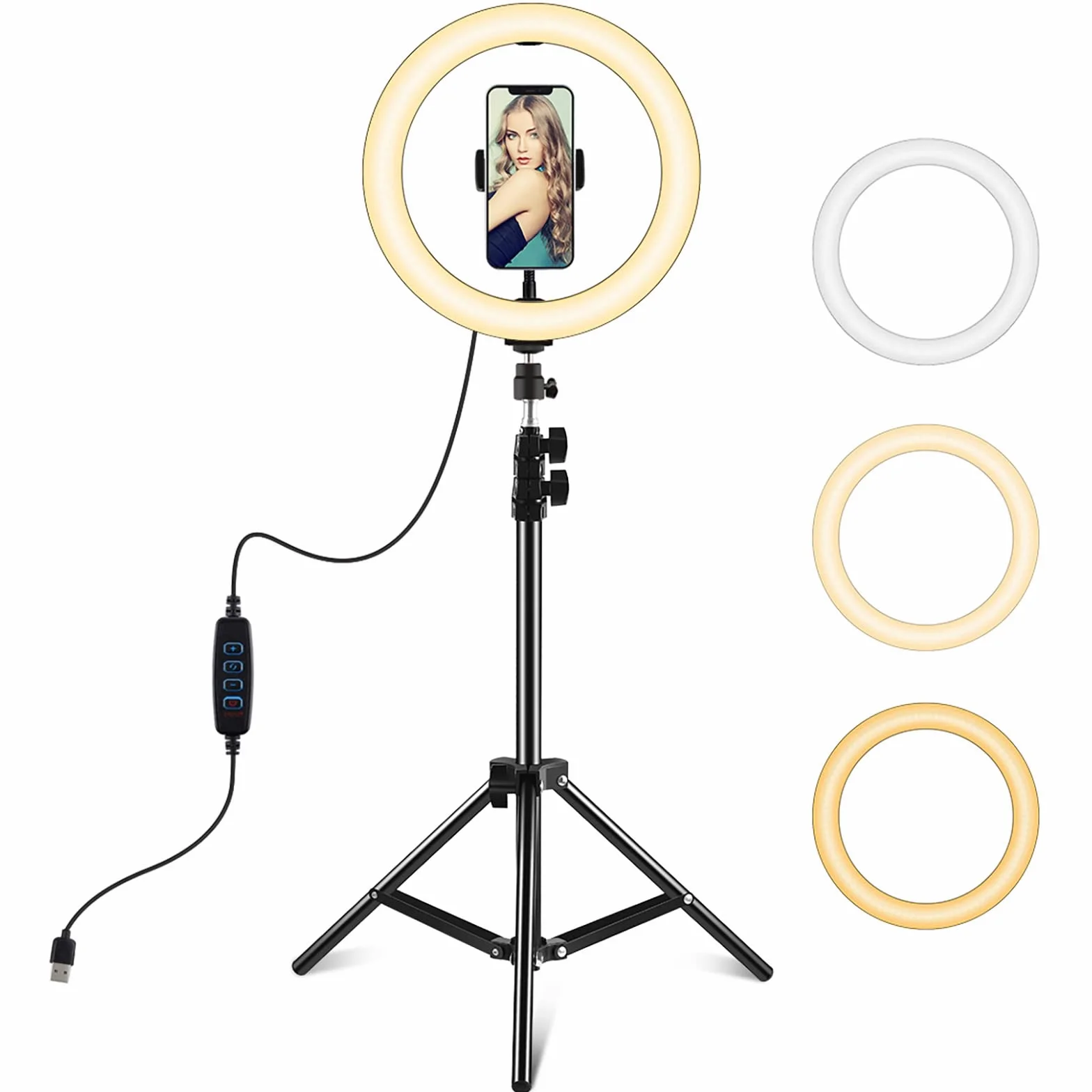 ELLENNE Anello Luminoso LED Selfie Ring Light 26cm Smartphone Treppiede