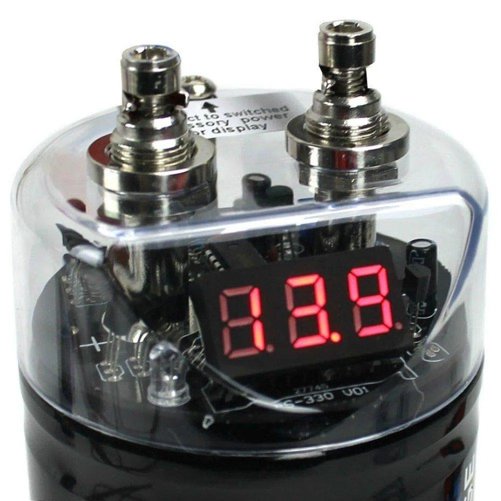 KIT SET PER BOSS AUDIO SYSTEMS CPBK2 2 farad impianti fino a 2000 watt rms 1 2 3 4 5 10 capacitor con accensione cavo remote spl auto nero, 1 pezzo