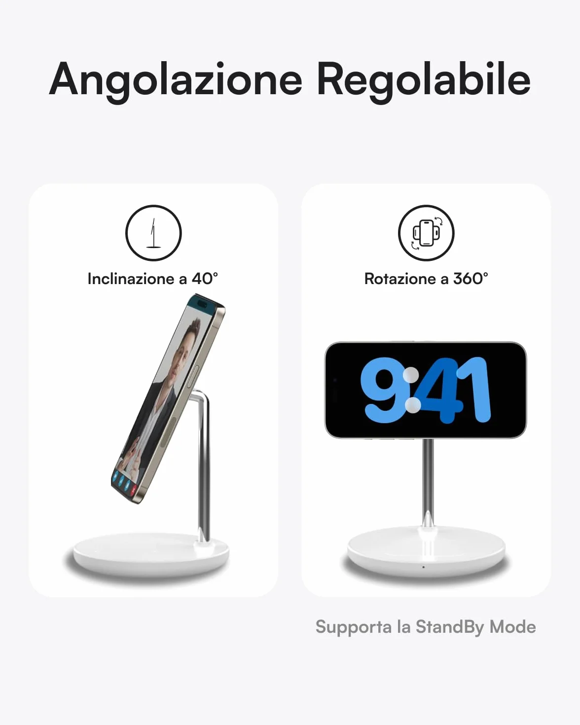 Volta Caricatore Magnetico 2 in 1, Stand per iPhone e AirPods, Caricatore Wireless Magnetico Compatibile con iPhone 16/15/14/13/12 Serie, AirPods Pro
