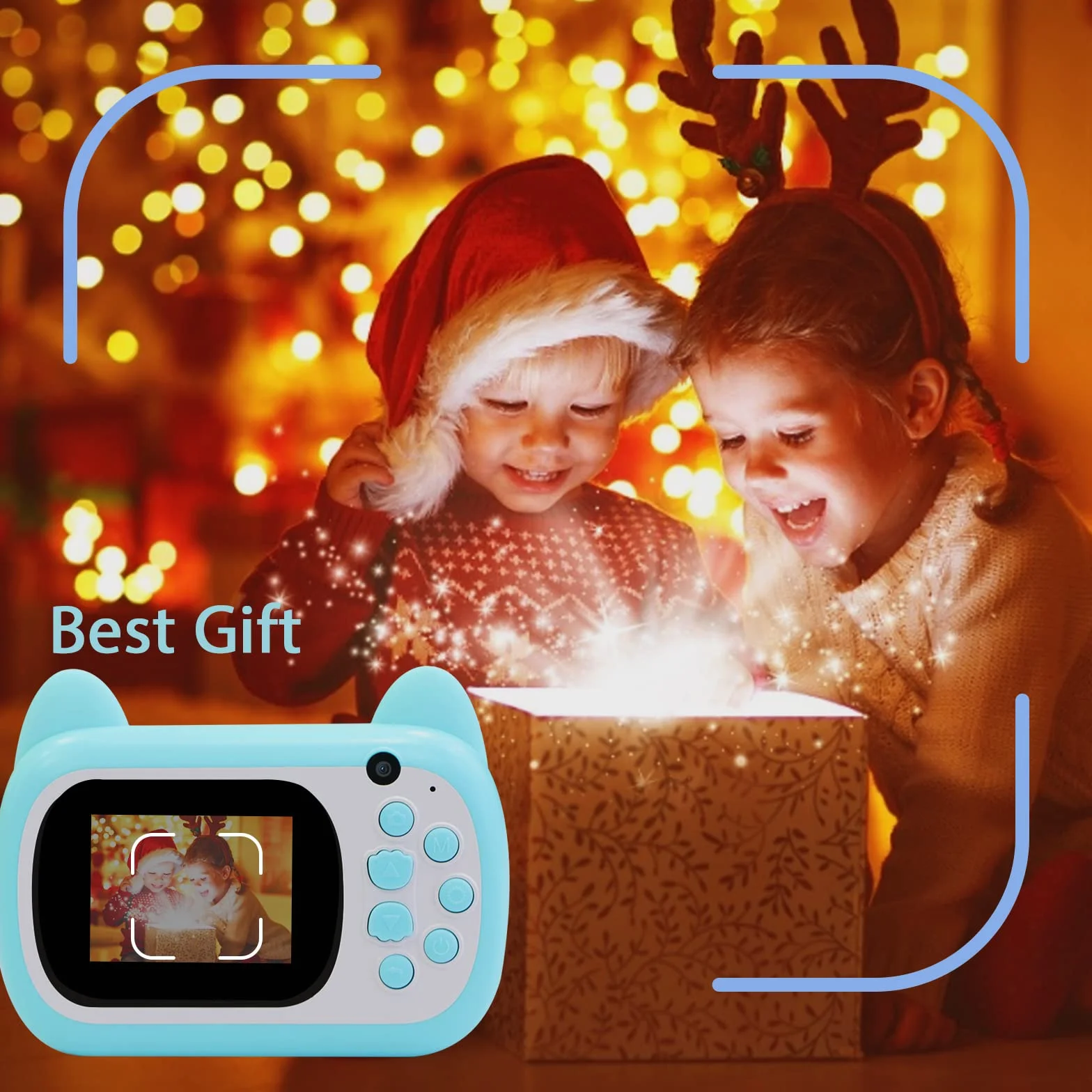 Fotocamera digitale istantanea per bambini, schermo LCD da 6,1 cm, zoom 6x, 24 MP, doppio obiettivo e registrazione di video 1080P, per bambini e bambine, colore verde