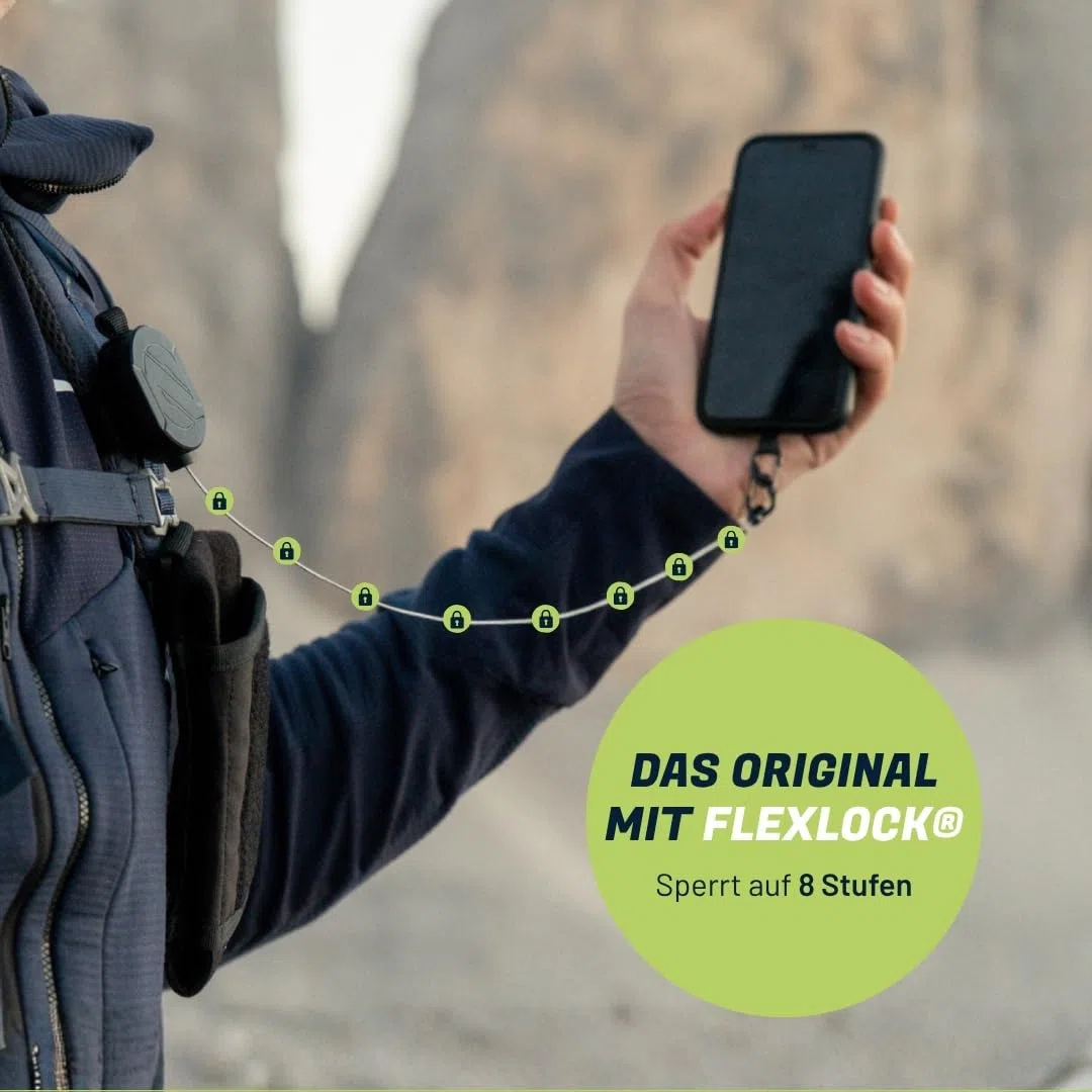REELOQ PRO Smartphone Protezione, incl. tasca per zaino e cavo di sicurezza avvolgibile per cellulare, Nero , 9 cm x 16 cm