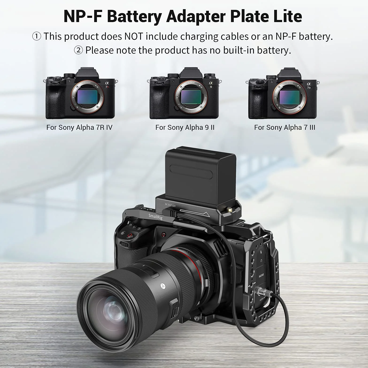 SMALLRIG Piastra Adattatore per Batteria Leggera NP-F (ABS+PC) Compatibile con Batterie di Tipo NP-F per Sony - 3018
