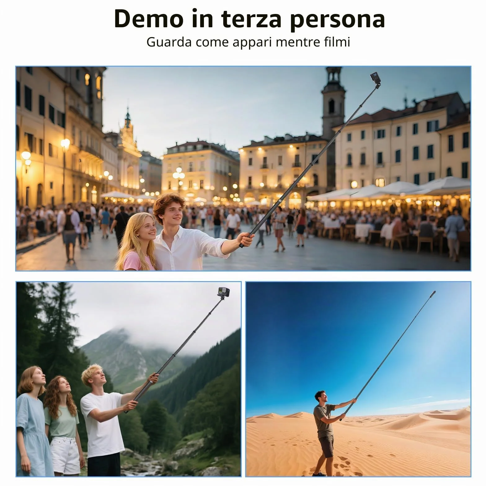 BRDRC Bastone selfie invisibile ultra lungo in fibra di carbonio per Insta 360 ONE X5 X4 X3 X2 RS Accessori (con adattatore Go Pro, cinturino, sacchetto di stoccaggio) 3 m