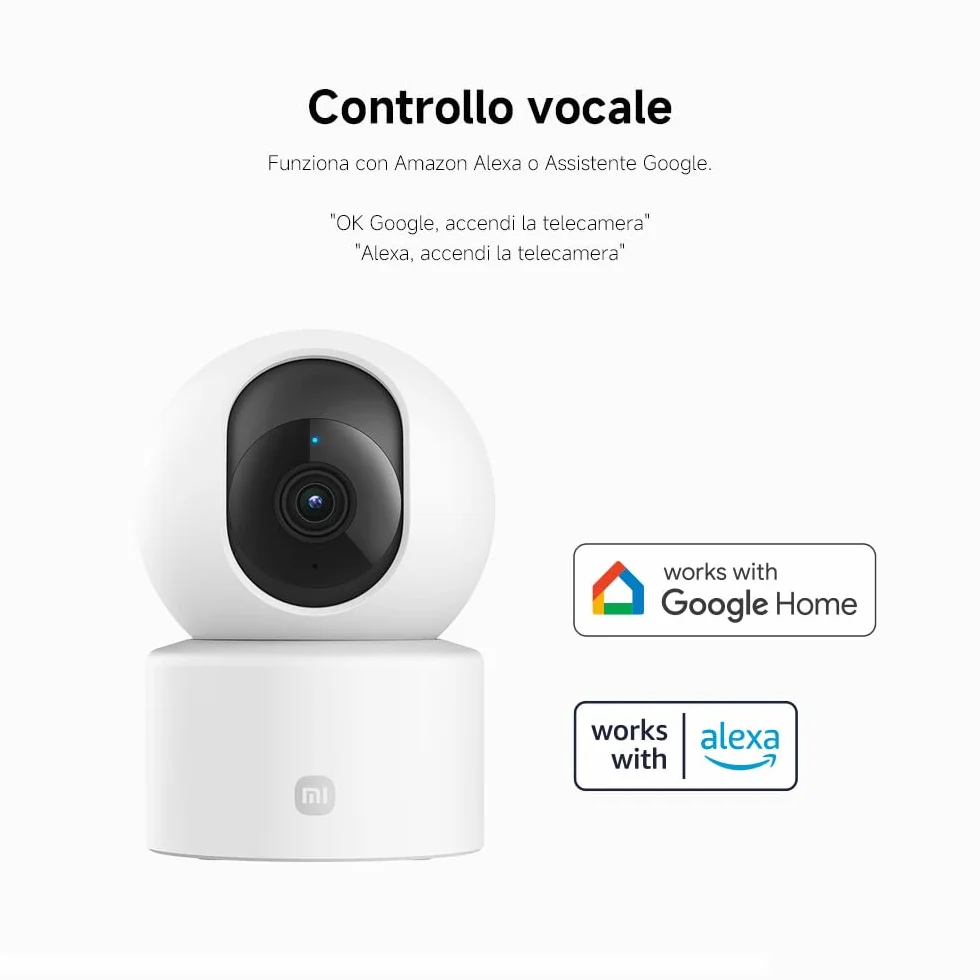XIAOMI Smart Camera C301 (Videocamera di sorveglianza), risoluzione 2K, protezione privacy, visione notturna a colori, visione completa a 360°, rilvamento delle persone, audio bi-direzionale