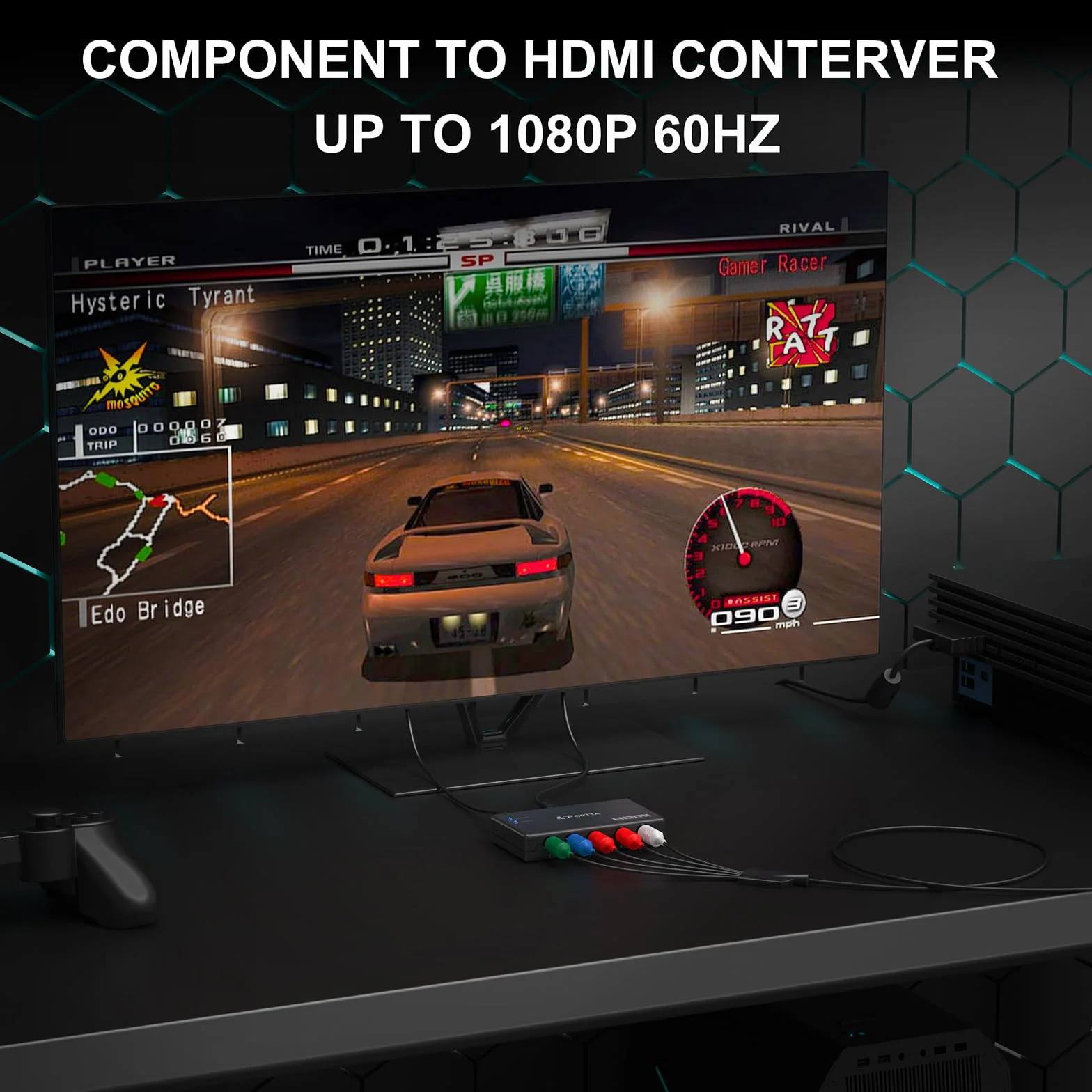 PORTTA Convertitore da Componente a HDMI, Adattatore Video RGB/YPbPr/5 RCA a HDMI, 1080p 60Hz, per PS2 PS3 Xbox 360