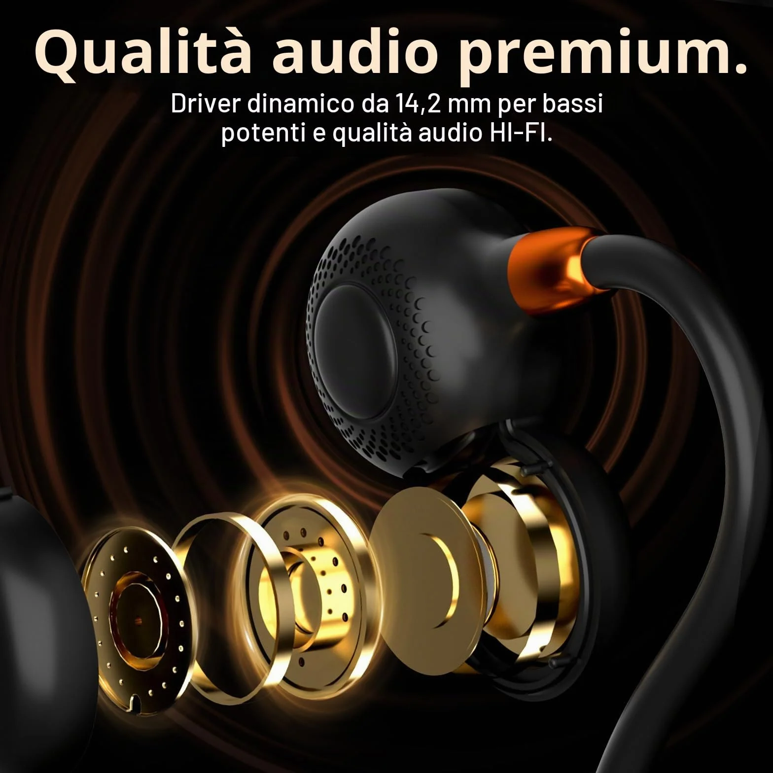 Ortizan Cuffie Bluetooth Sport, Auricolari Open Ear Wireless Bluetooth 5.3 IPX6 Impermeabili, Chiamata Chiara, 19 G, Auricolari Leggeri 15 Ore Di Riproduzione E Ricarica Rapida Magnetica Per Corsa