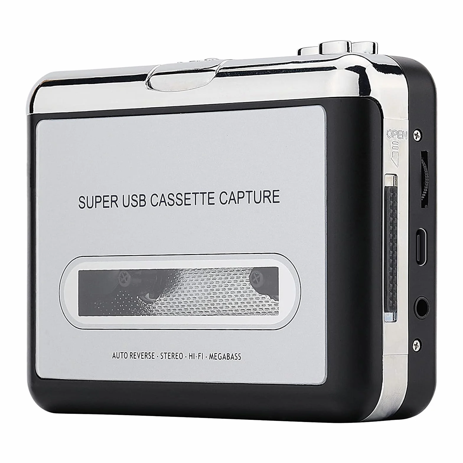 Registratore a Cassetta Portatile con Salvataggio MP3 USB Argento