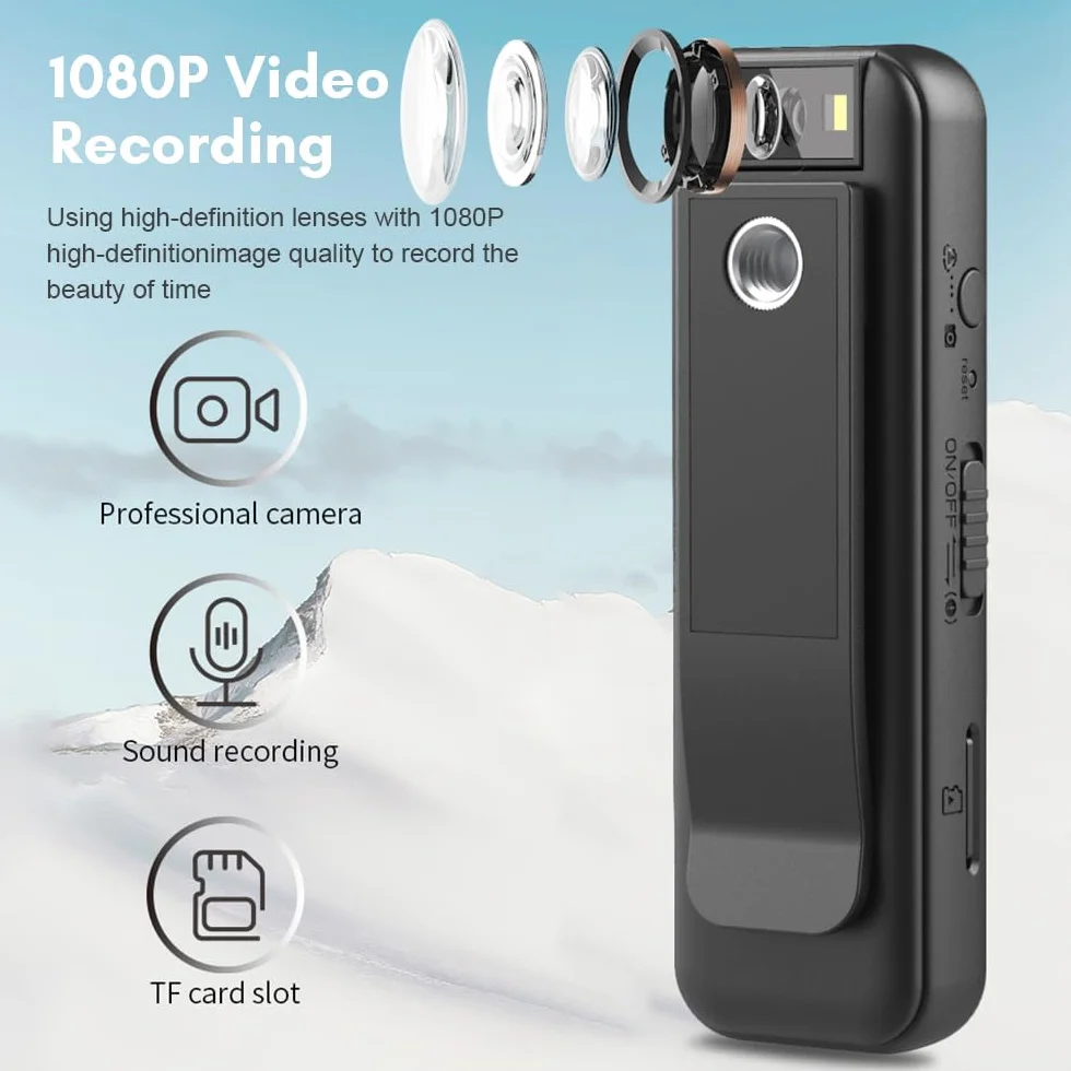 Andoer Body Cam con Audio e video Mini Telecamera per il Corpo True 1080P Small Body Camera Personal Pocket Video Camera Camera Indossabile per Corsi incontri corse Consegna Domicilio Polizia