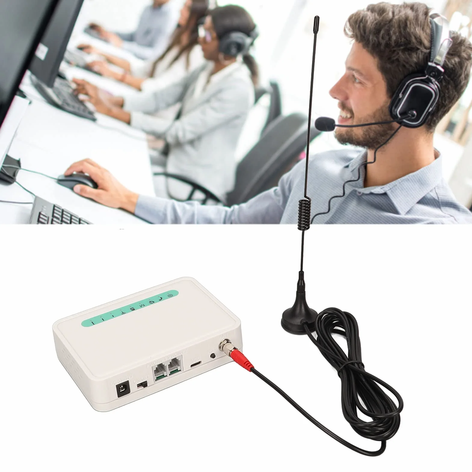 Fockety gsm Terminale Senza Fili Fisso, 3G 4G LTE Quad Band gsm 850/900/1800/1900Mhz Desktop Terminale Wireless Chiamante ID Dialer con Display Luci a LED, per Telefonica, Allarme