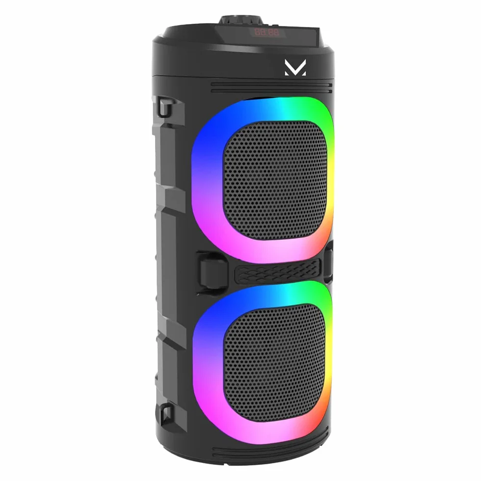 Majestic FIRE 9 – Speaker bluetooth, 3 effetti luci LED, ingressi USB/microSD/AUX-IN/MIC, Batteria ricaricabile, funzione TWS, telecomando, Impugnatura e tracolla per il trasporto