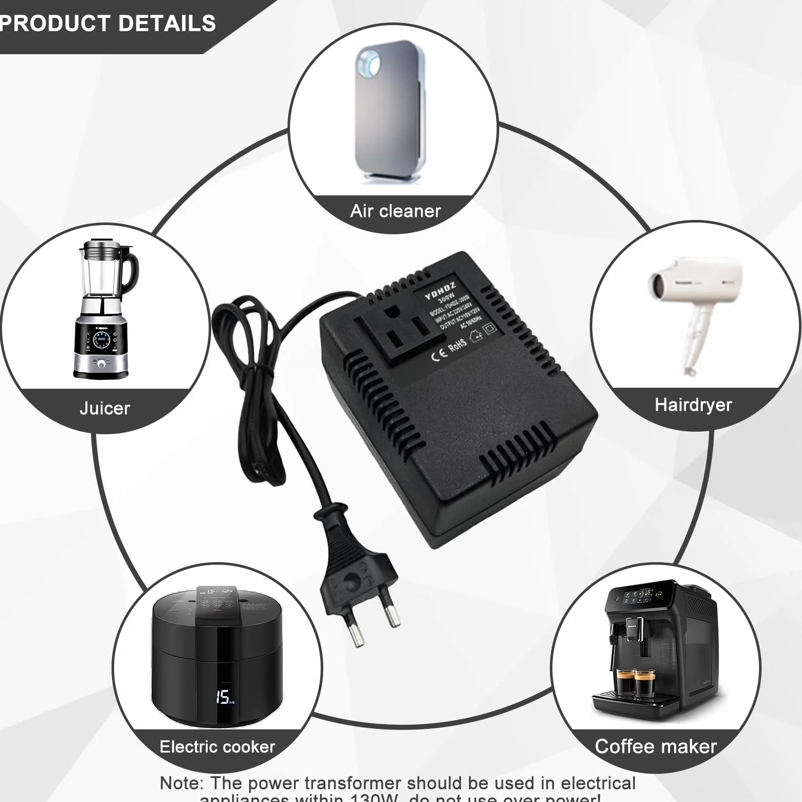 GBKDQQ Trasformatore di corrente 220 V a 110 V 300 W convertitore di corrente adattatore da viaggio spina europea