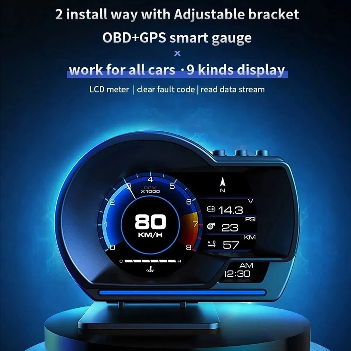 Display Head Up per Auto, OBD2 da 3 Pollici e Display della Velocità dello Schermo HUD per Auto in Modalità GPS con Potenti Funzionalità per Camion per Auto