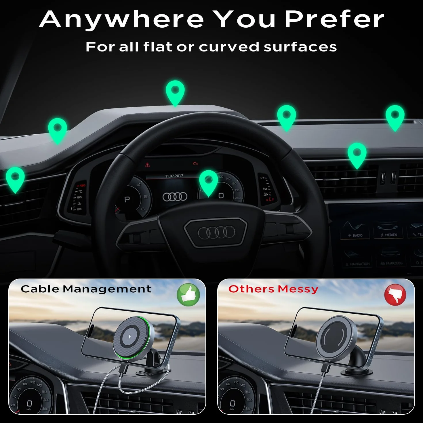 Hinyx Caricatore Wireless Auto Magnetico da, Compatible Con Mag-Safe auto Caricabatterie Senza Fili Supporto Telefono