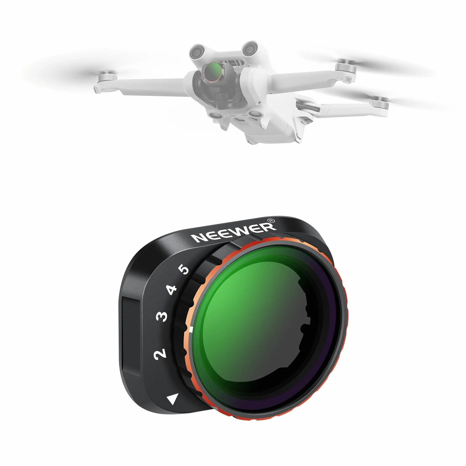 NEEWER Filtro ND Variabile Compatibile con DJI Mini 3 Pro, ND2-32 1-5 Stop a Scatto in Vetro Ottico HD Multistrato, Telaio Sottile in Metallo, Accessori per Obiettivi Drone per Foto/Videografia Aerea