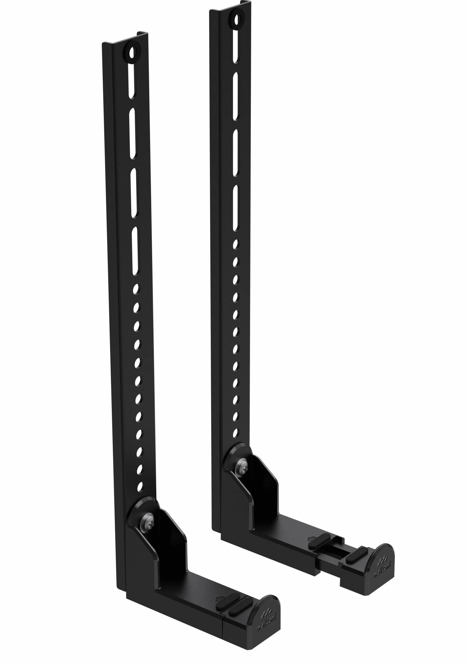 Meliconi Supporto Soundbar TV Universale, per Staffa a Parete, Altezza Regolabile, 10 Kg, Made in Italy, Passacavo, Protezione Antivibrazione, Nero