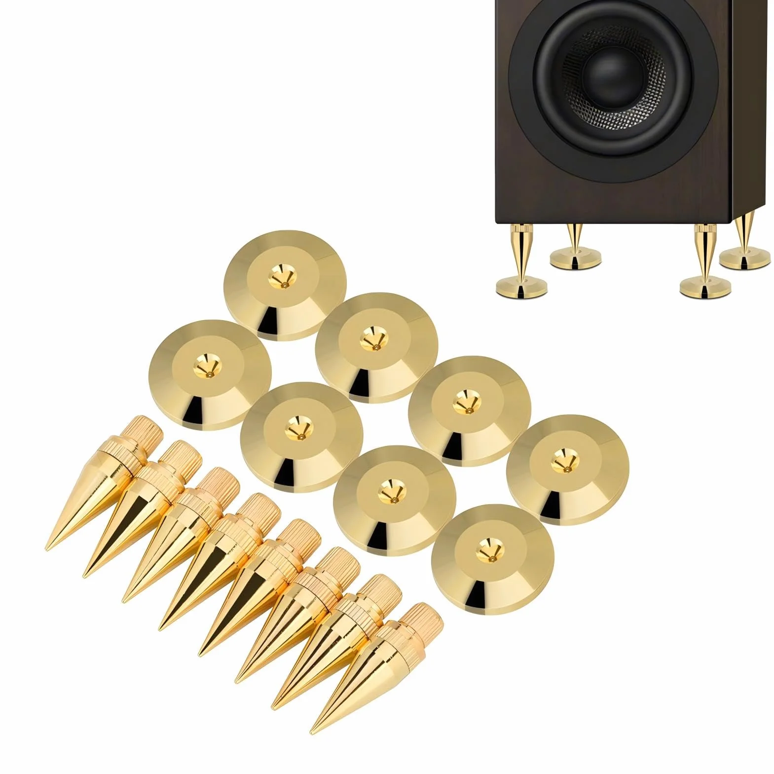 Piedini per Altoparlanti 8 Paia 6 x 36 mm Rame Ammortizzatori Cono Absorber Vite + Piedino Audio Subwoofer HIFI