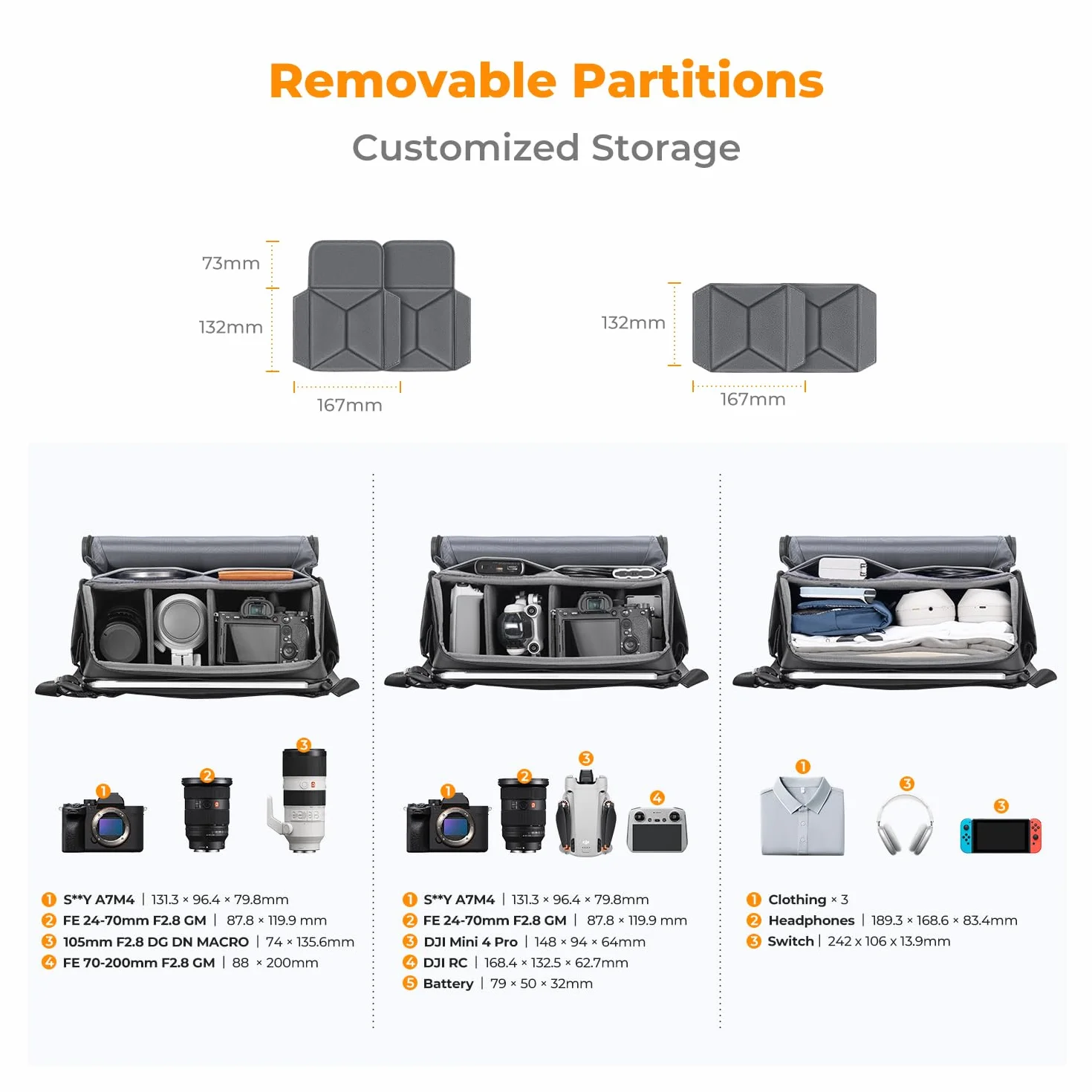 K&F CONCEPT Borsa per fotocamera, Borse fotografico con scomparto per laptop/supporto per treppiede/tracolla regolabile custodia per fotocamera impermeabili compatibili con DSLR/SLR/Obiettivo